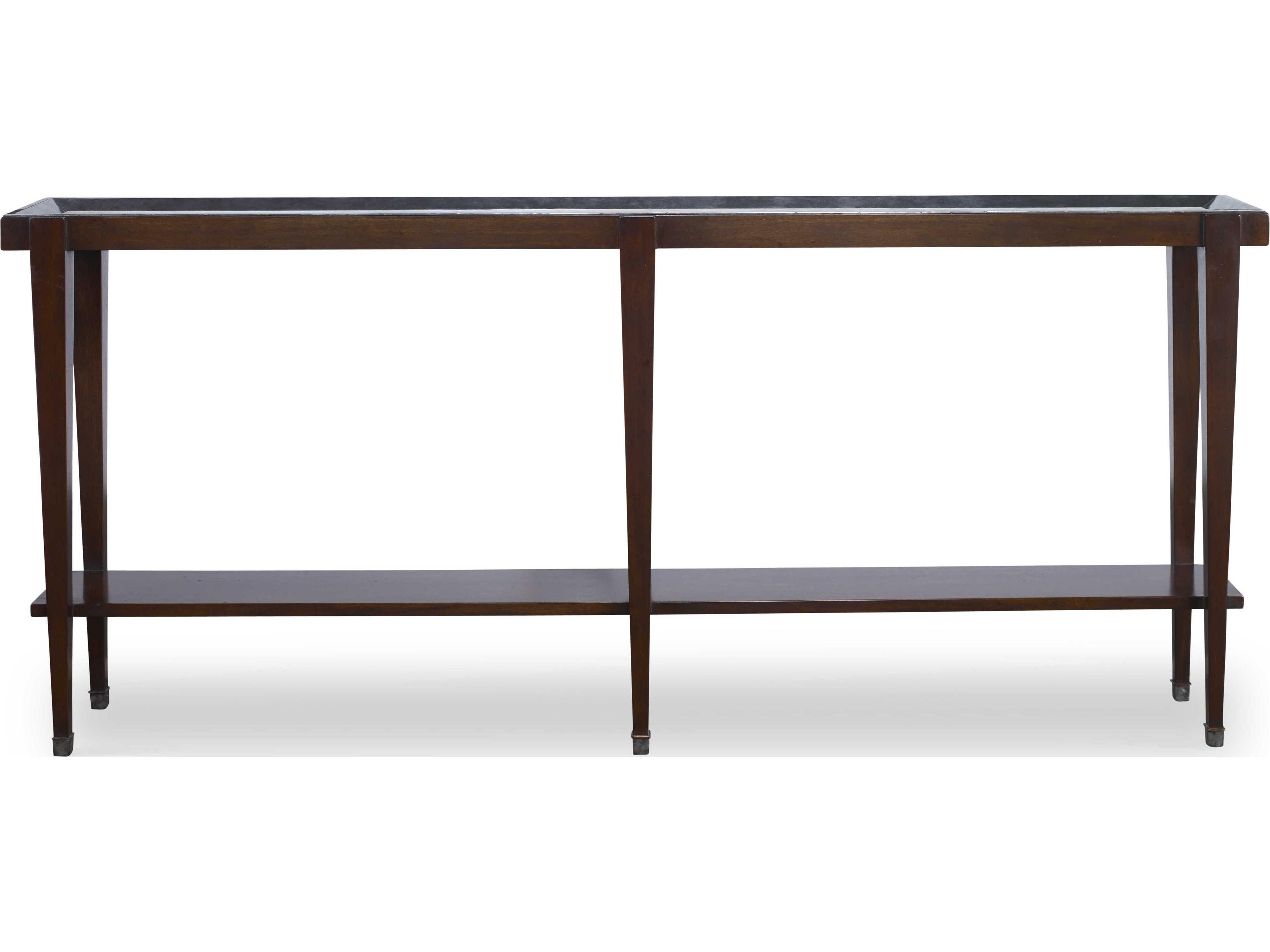 Maitland Smith Winthrop Rectangular Stone Dark Walnut Console Table