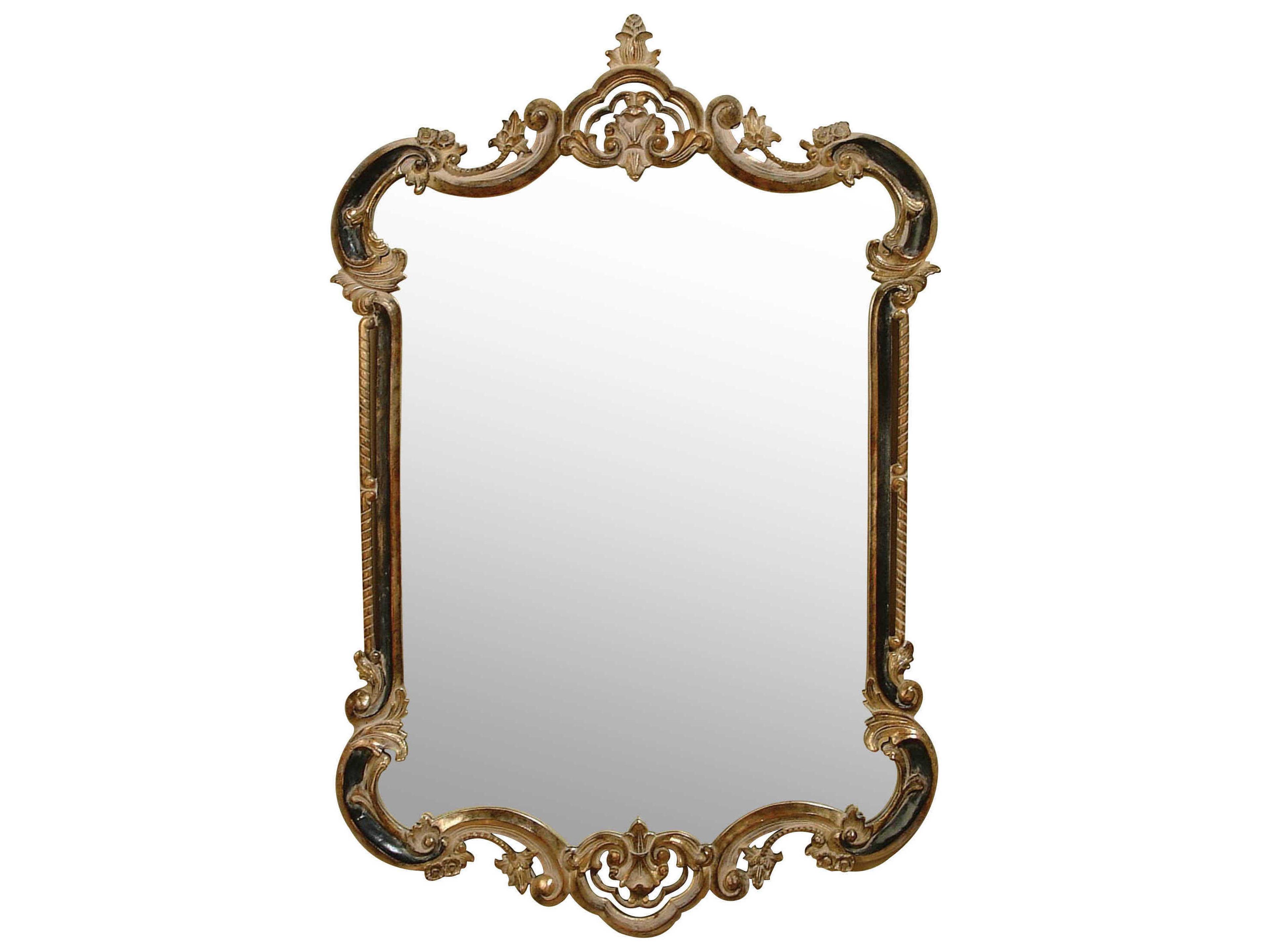 Brun Traditional Wall Mirror in Antique Silver and Soft Black