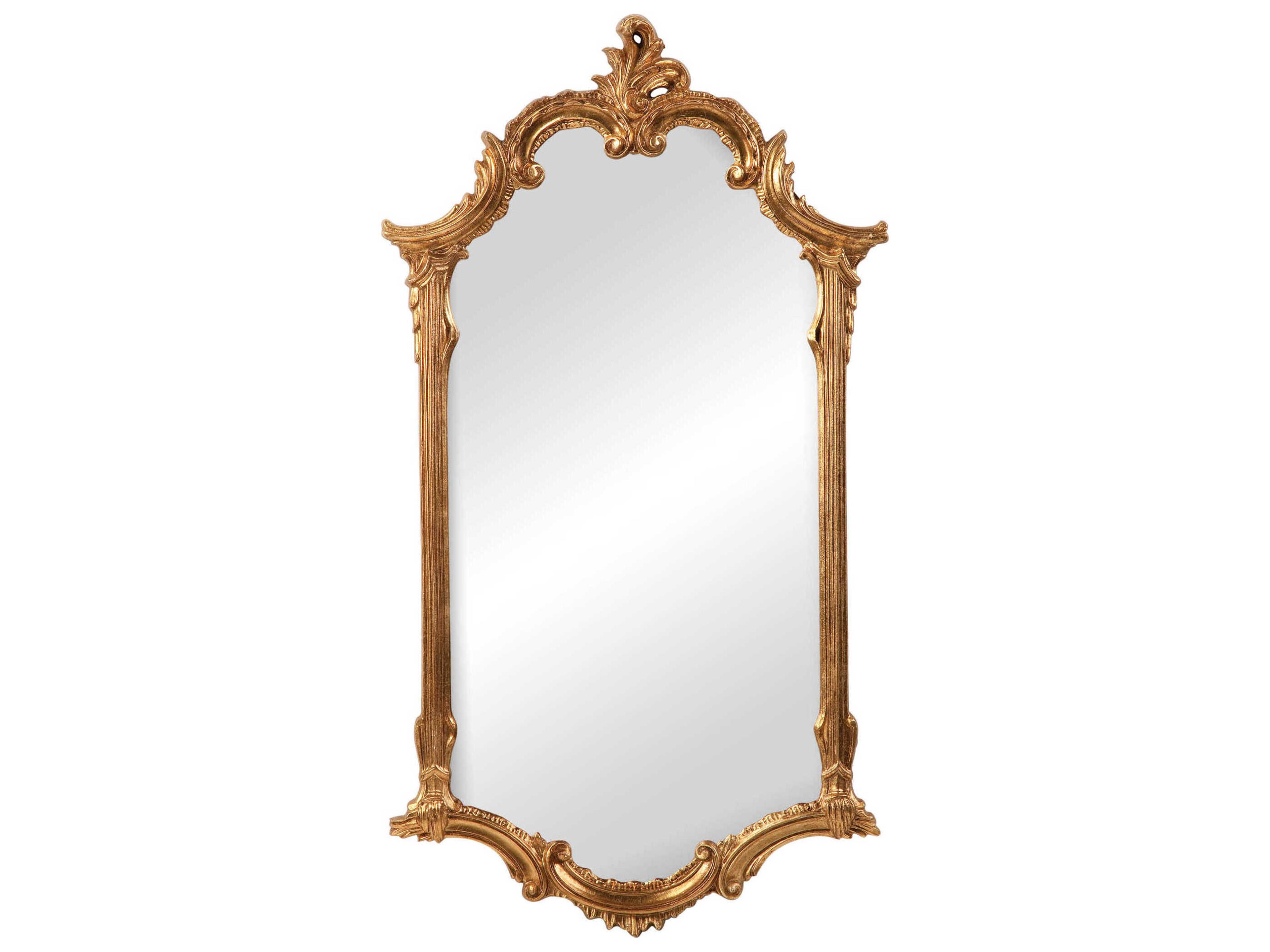 Antiqued Gold Leaf Cartouche Wall Mirror