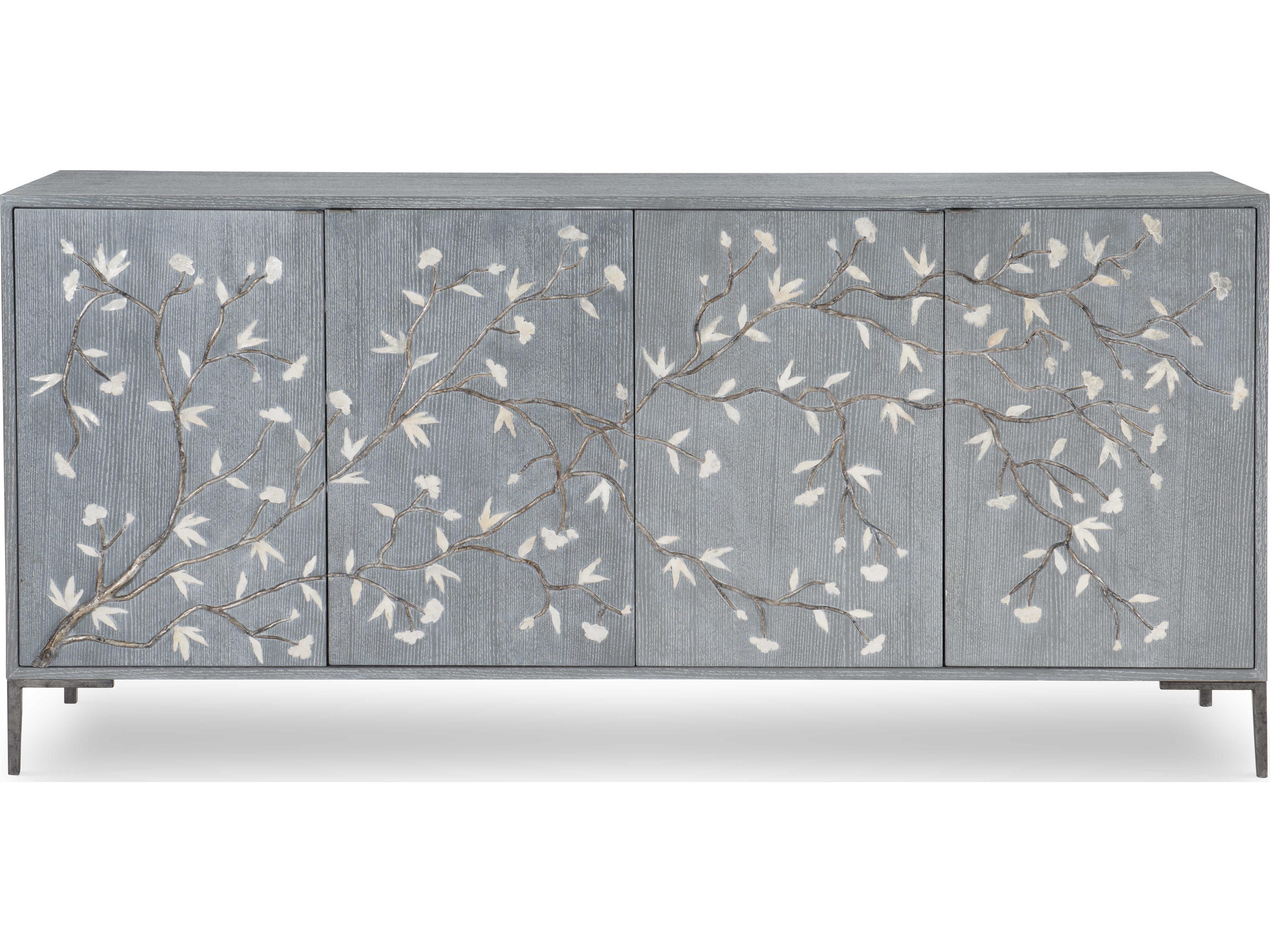 Blossom Chiffonier 78" Walnut Wood Gray Sideboard