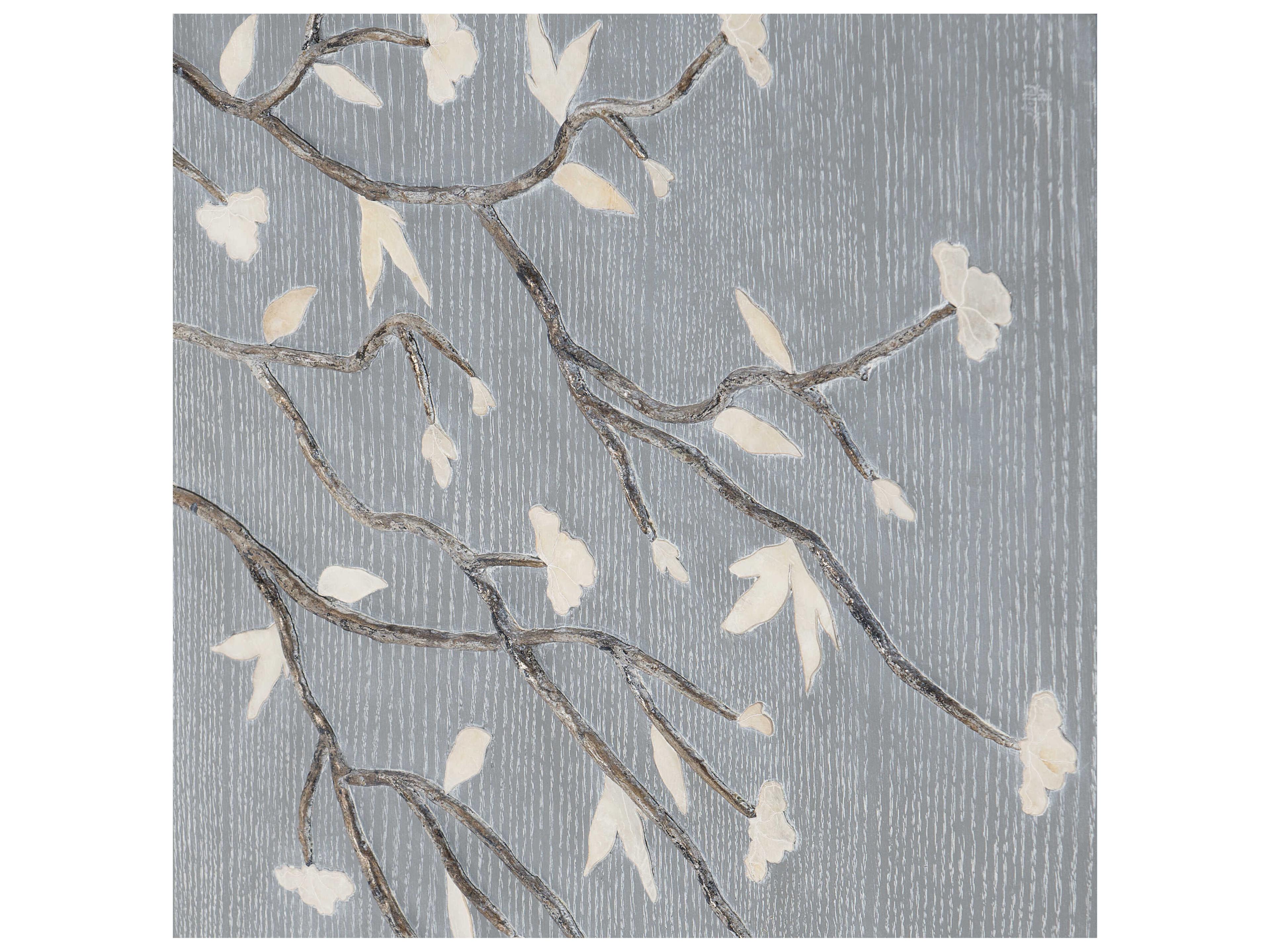 Maitland Smith Blossom Chiffonier 78" Walnut Wood Gray Sideboard