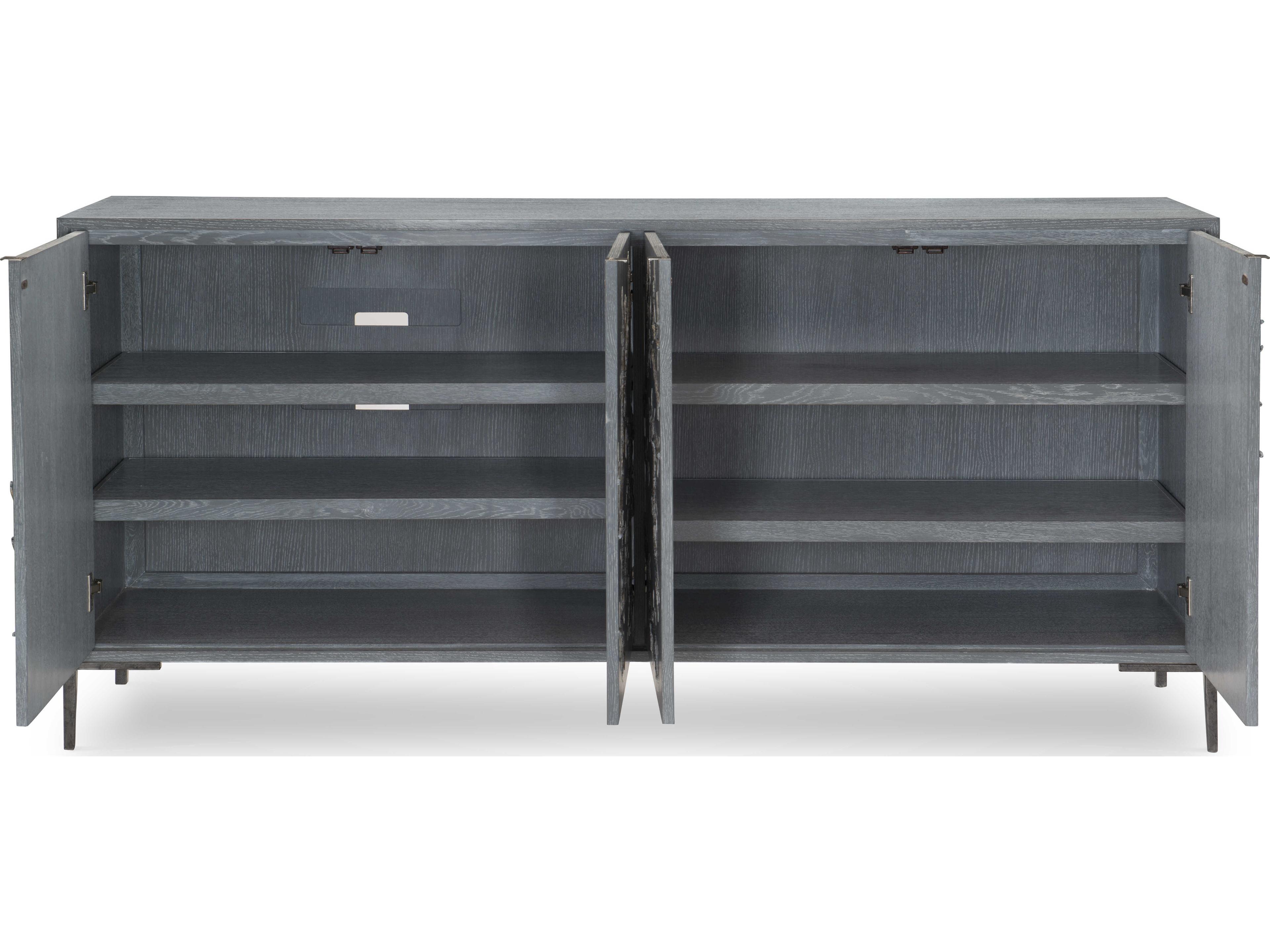 Maitland Smith Blossom Chiffonier 78" Walnut Wood Gray Sideboard