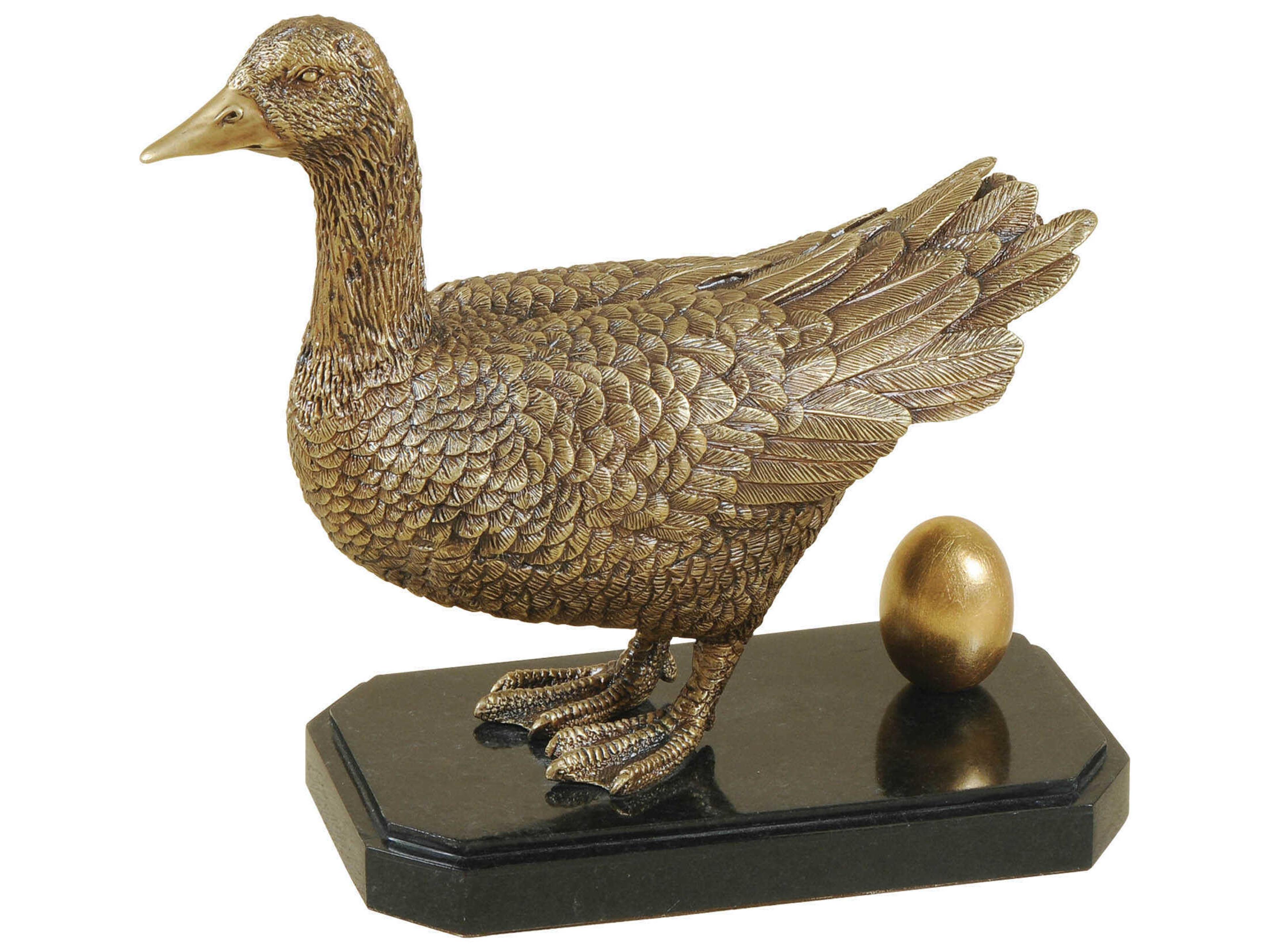 Maitland Smith Antique Bronze Golden Goose Sculpture
