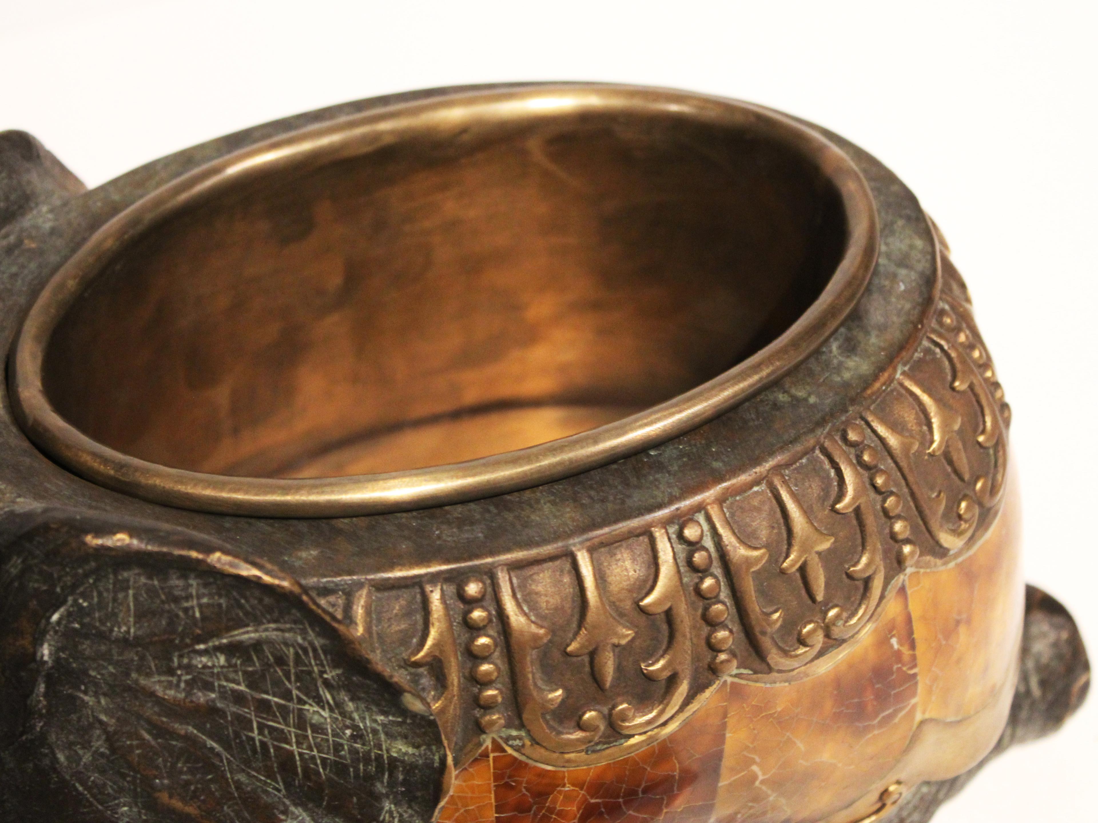 Maitland Smith Dark Bronze / Verdigris Kneeling Elephant Box