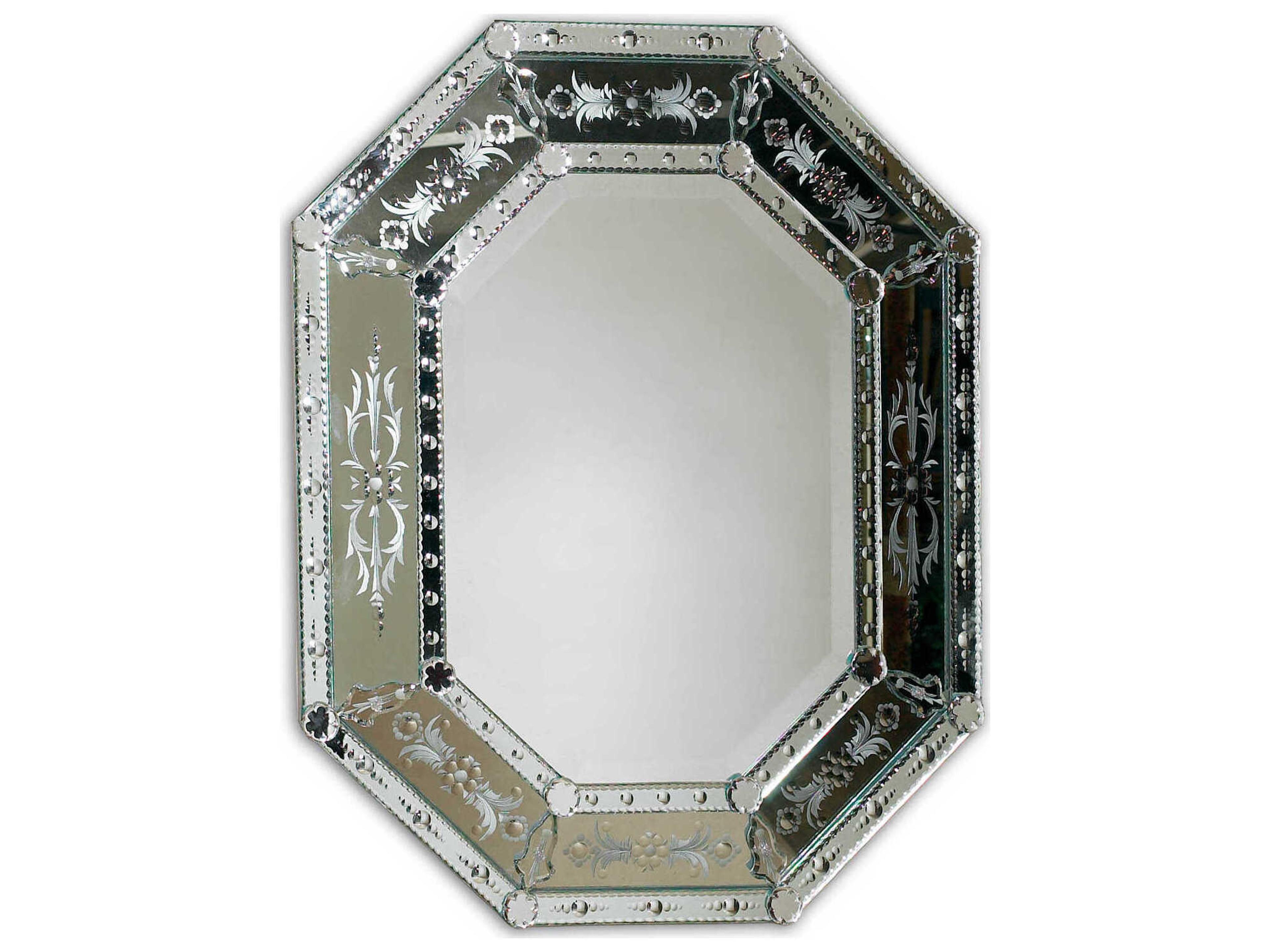 Torcello Hand Cut Etched Venetian Glass Wall Mirror