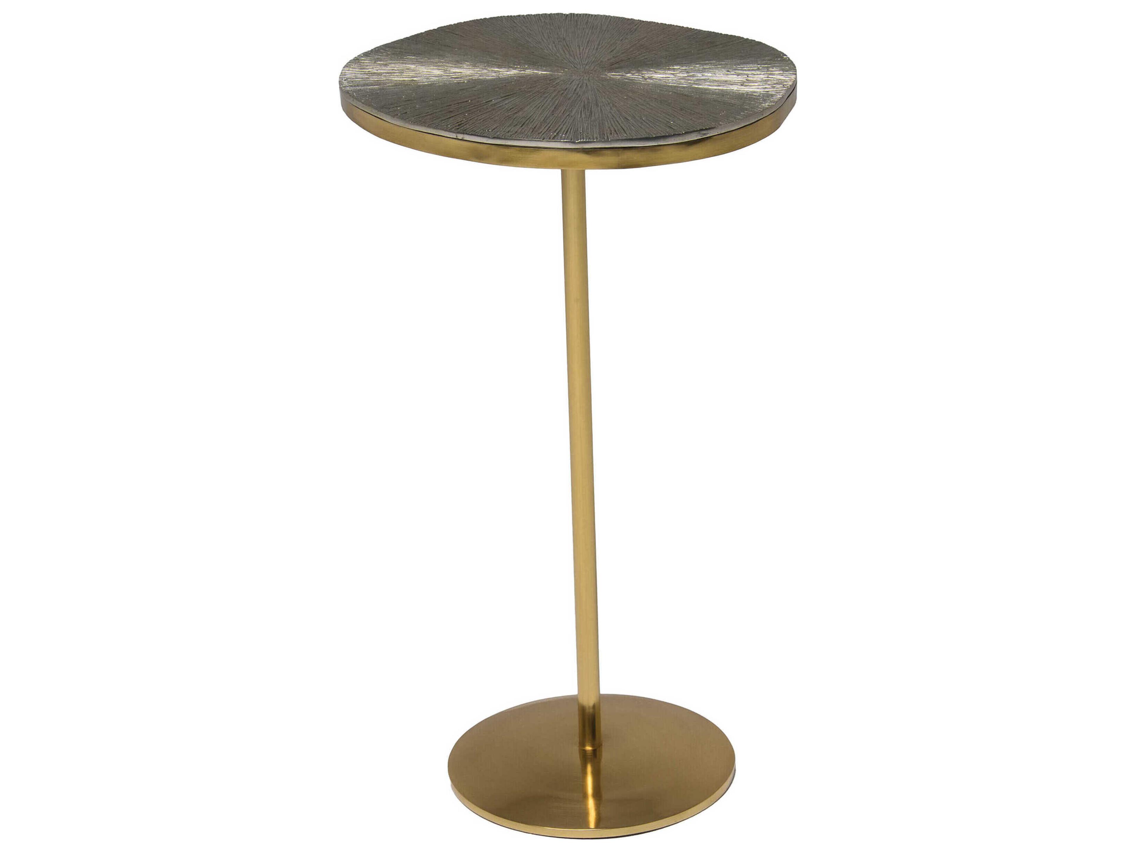 Maitland Smith Textured Round Metal Satina End Table