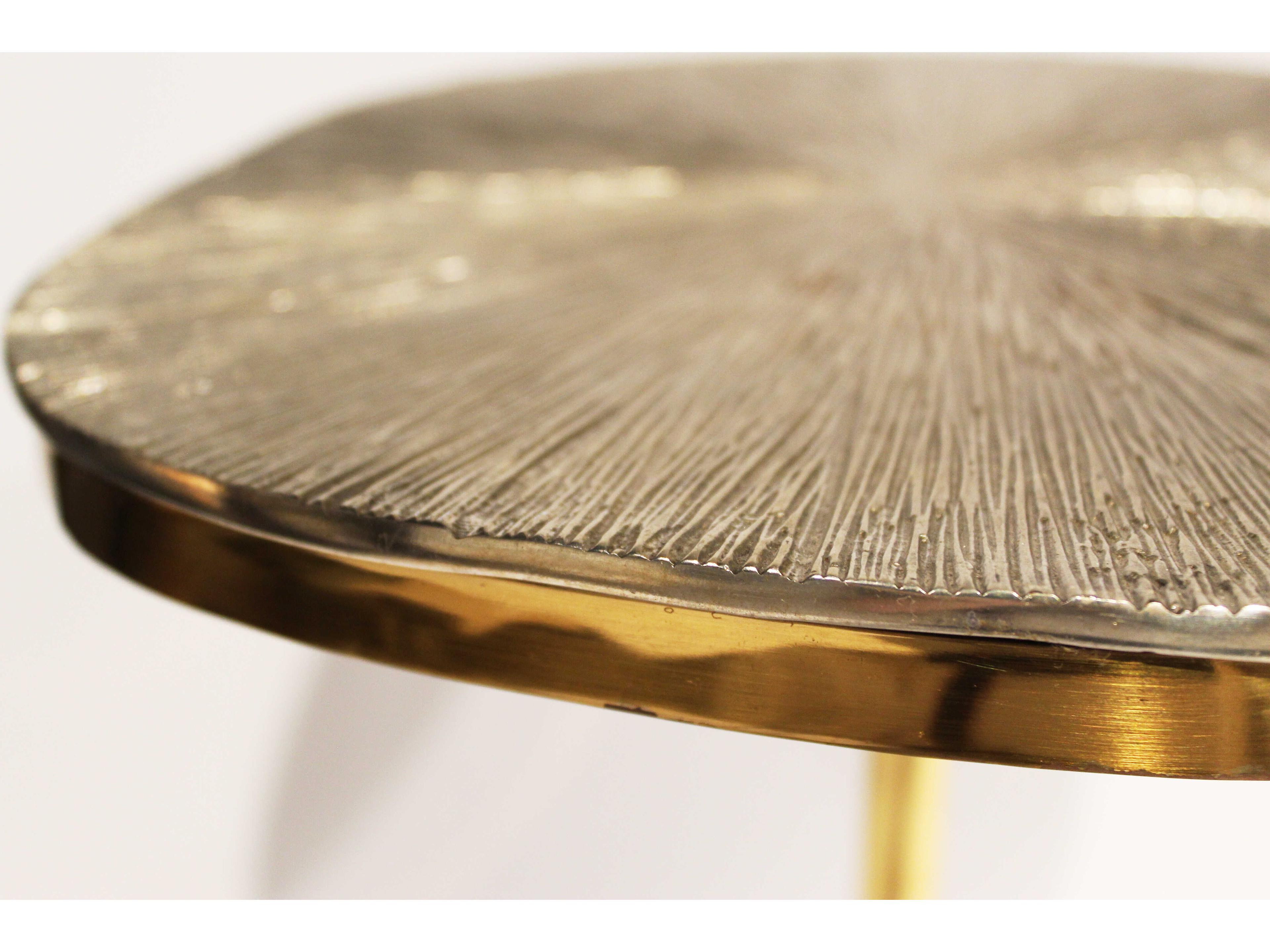 Maitland Smith Textured Round Metal Satina End Table