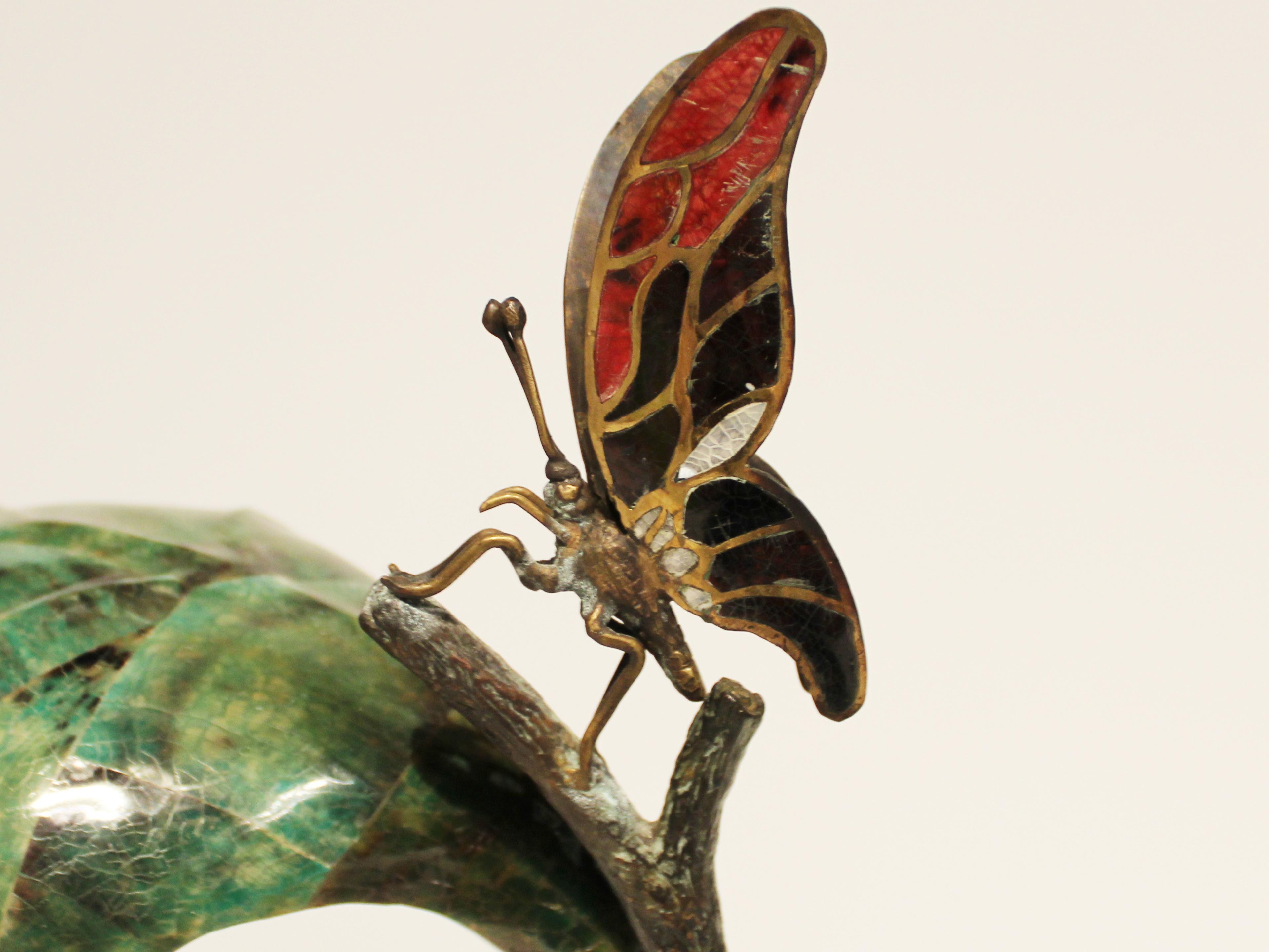 Maitland Smith Butterfly Verdigris Green Bronze Table Lamp