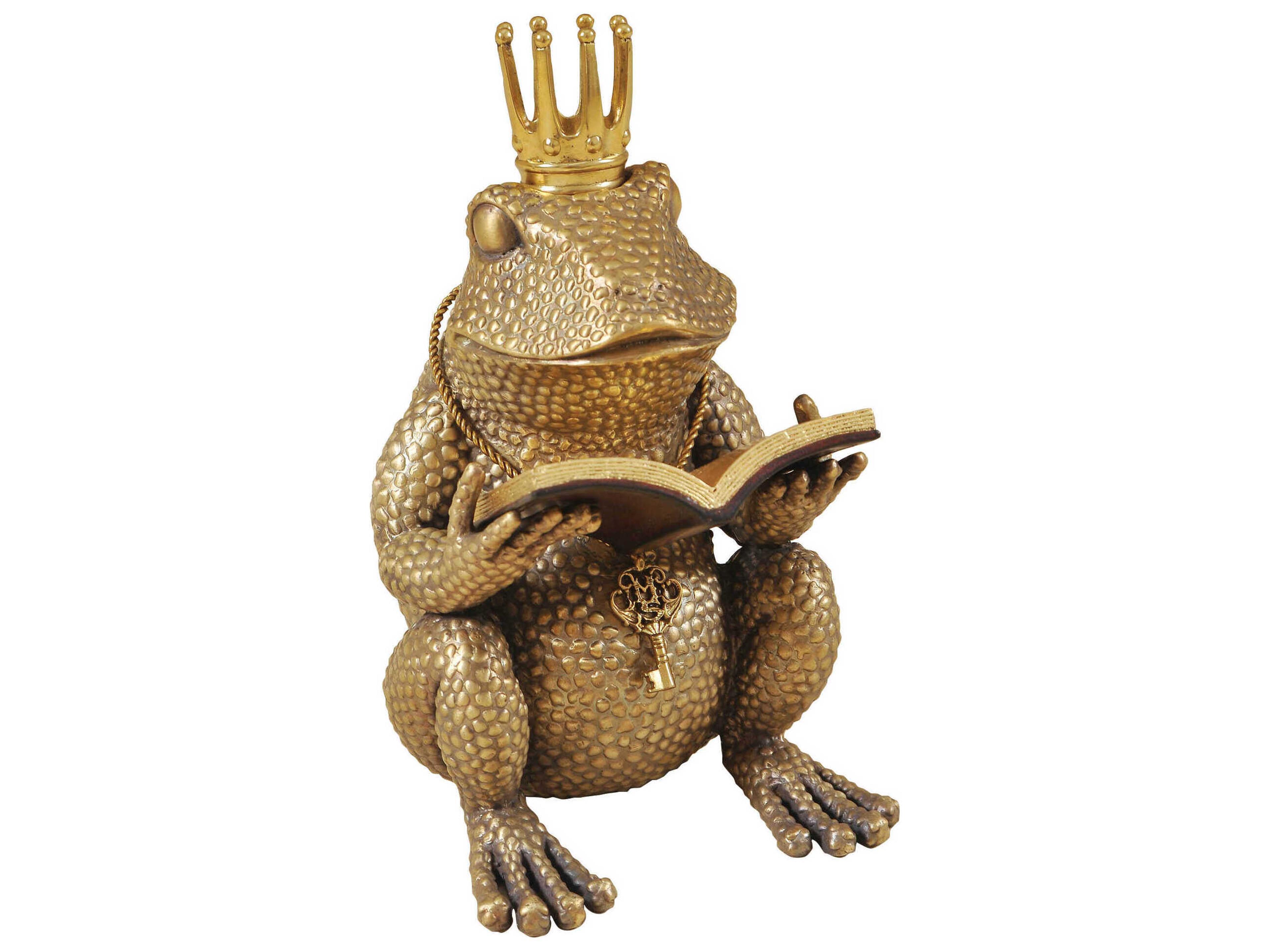 Maitland Smith Antique Cast Brass King Frog Sculpture