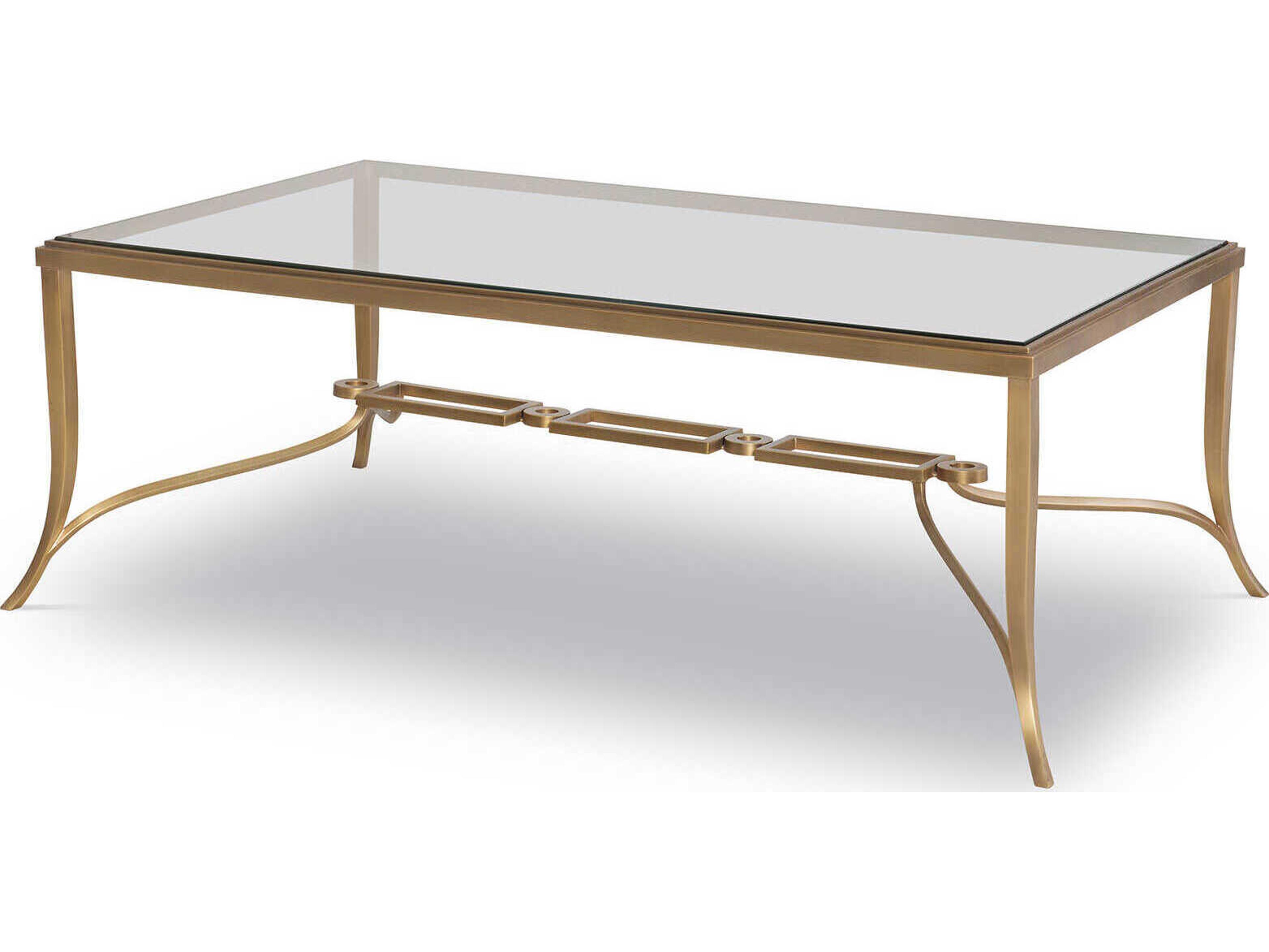Maitland Smith Cortona Rectangular Glass Antiqued Brass Cocktail Table