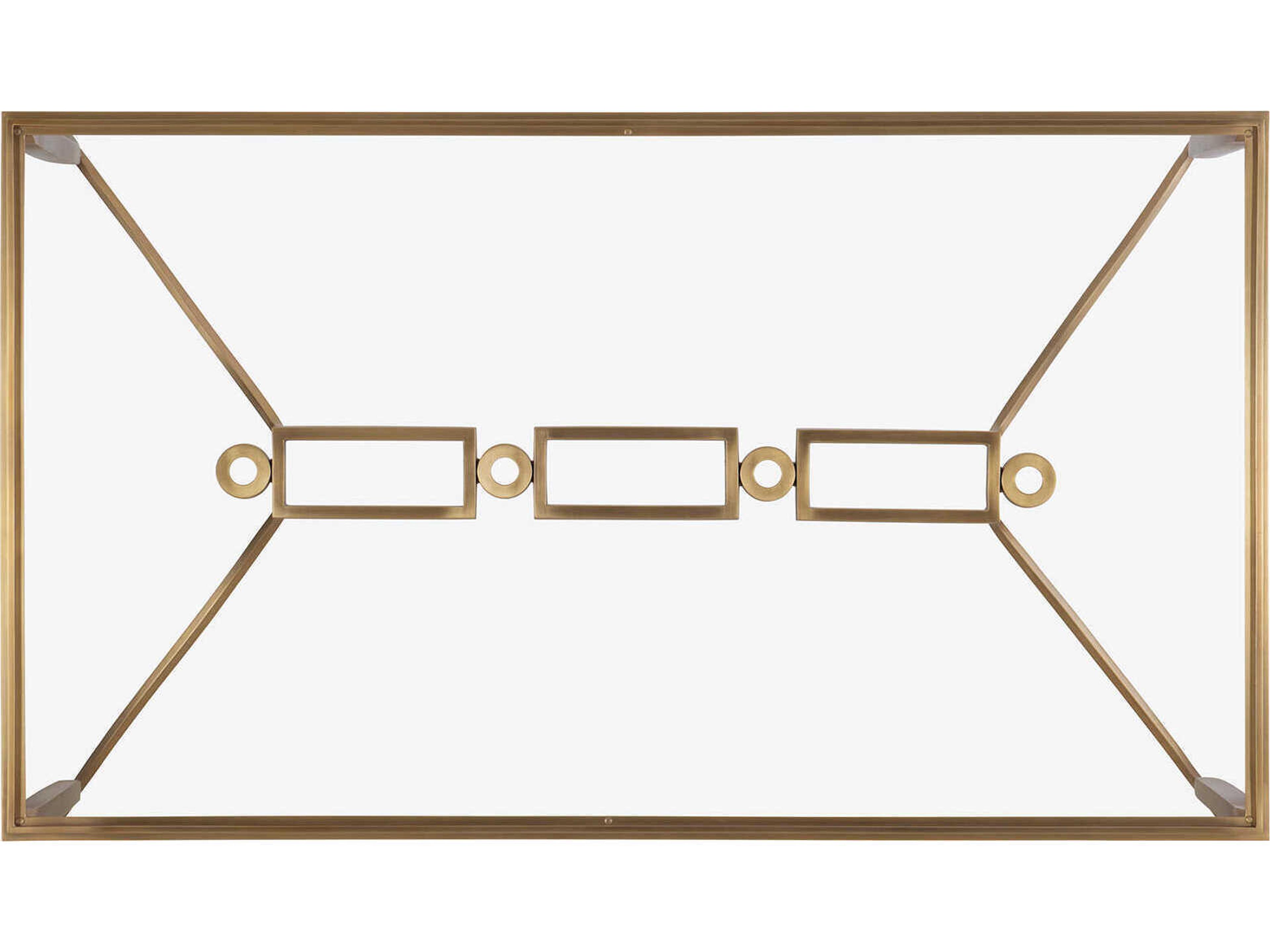 Maitland Smith Cortona Rectangular Glass Antiqued Brass Cocktail Table