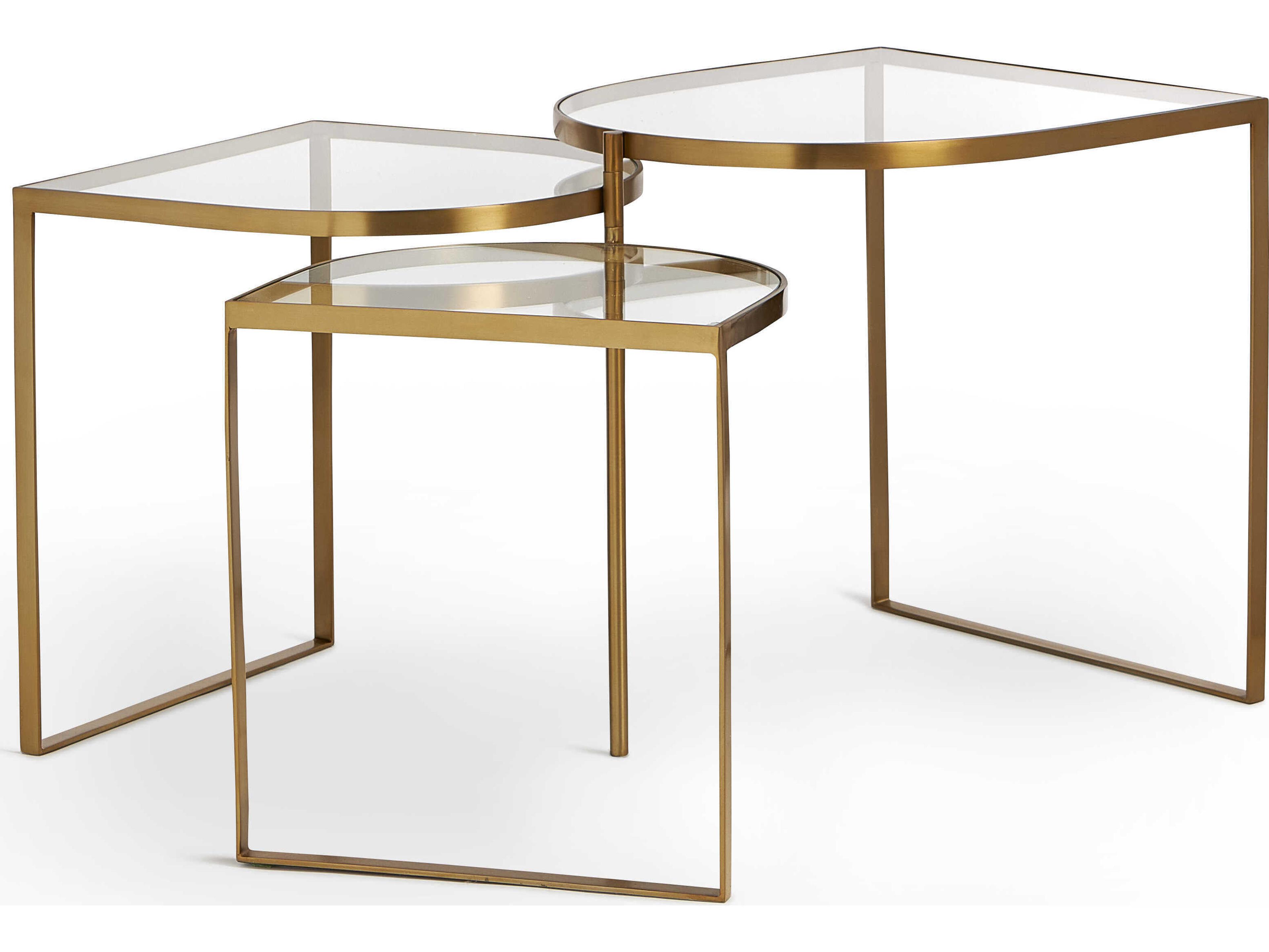 Maitland Smith Glass Satin Brass End Table