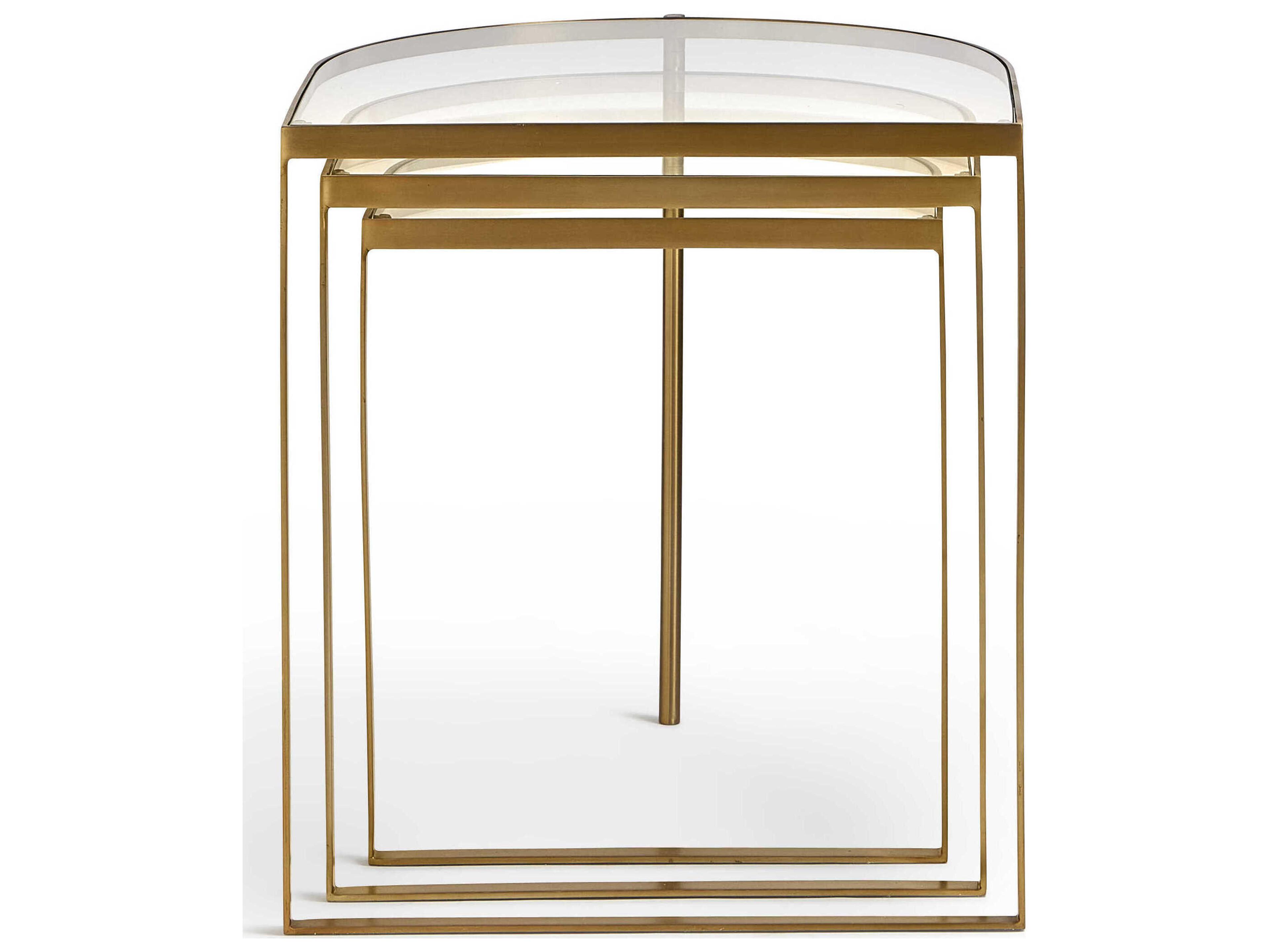 Maitland Smith Glass Satin Brass End Table