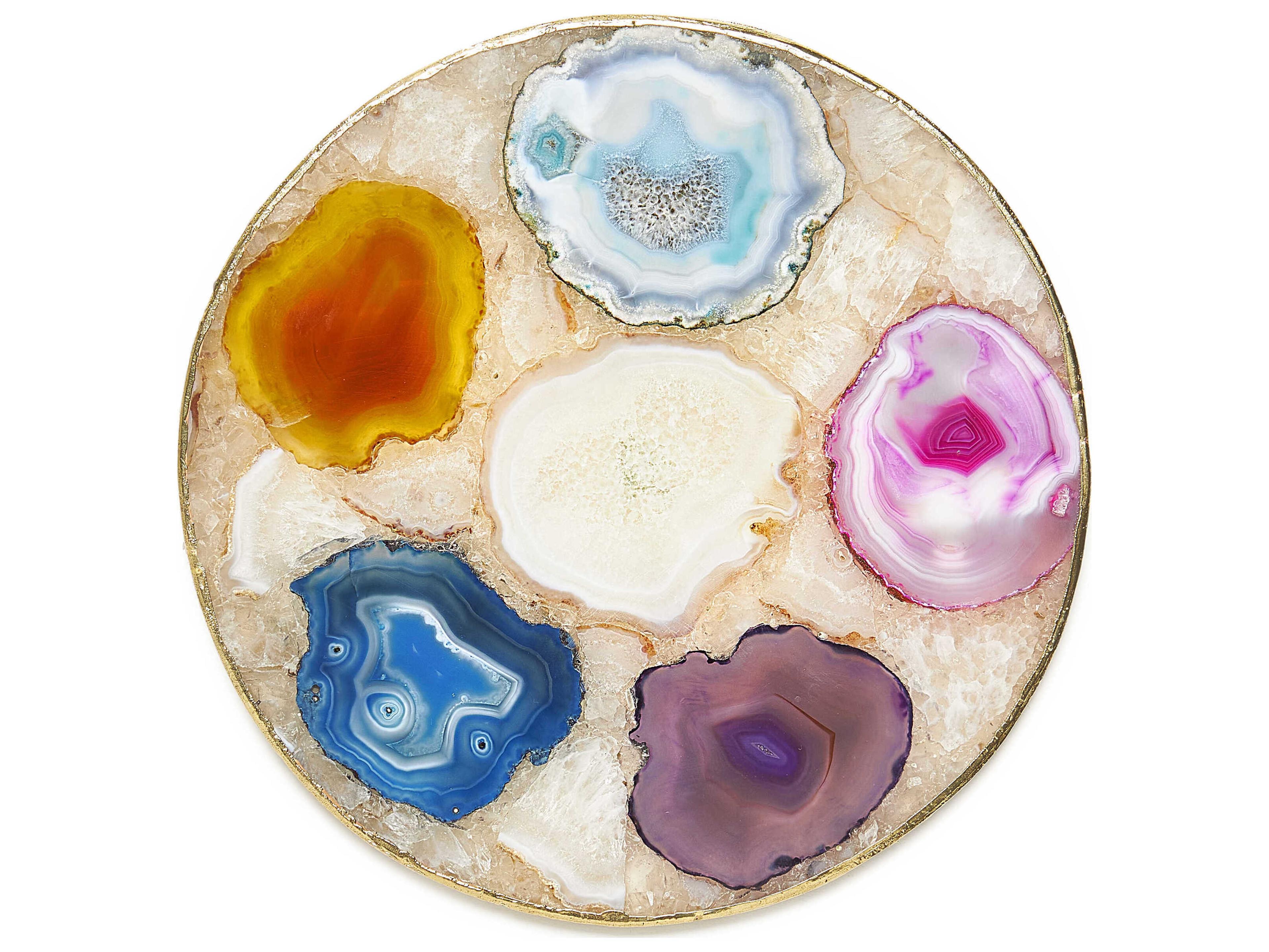 Maitland Smith Agate Trivet with Gold Trim