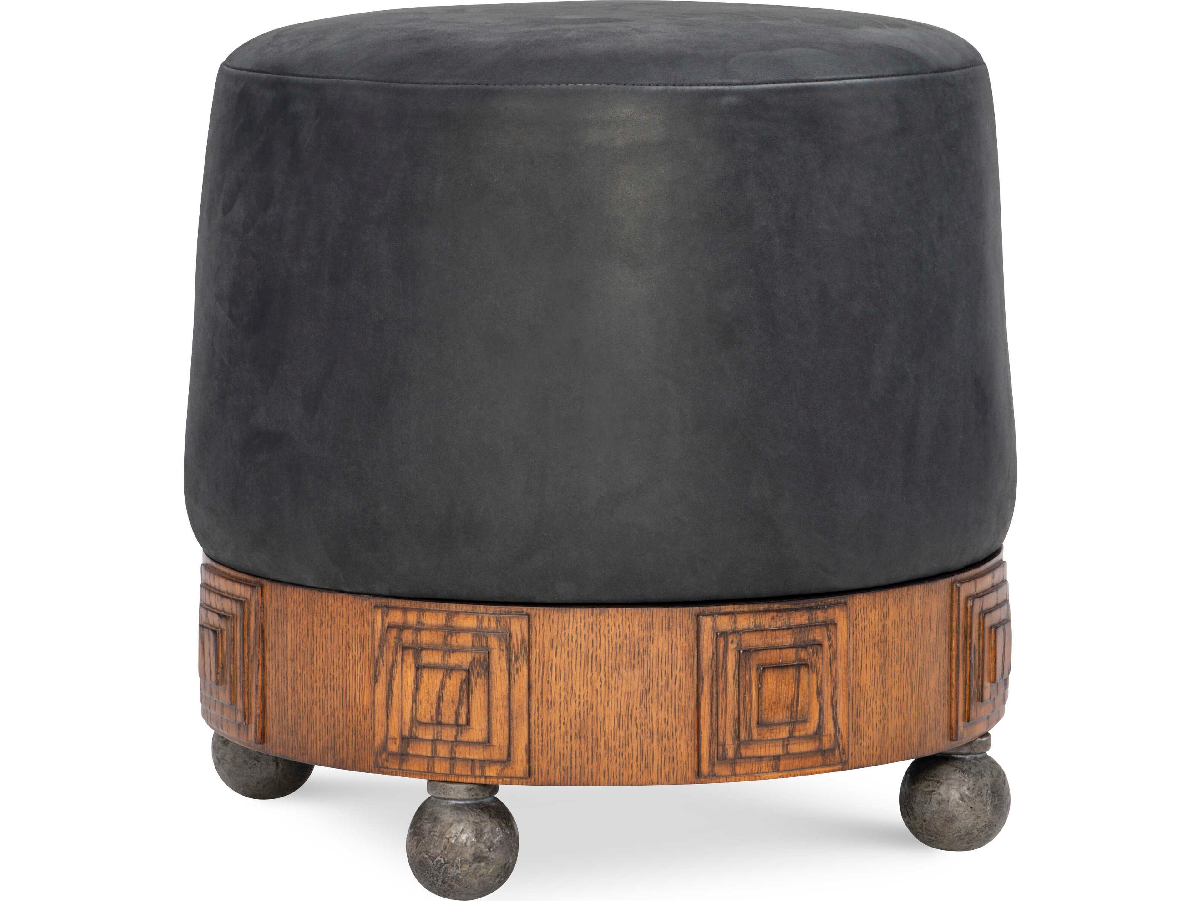 Bongo Black Leather Ottoman