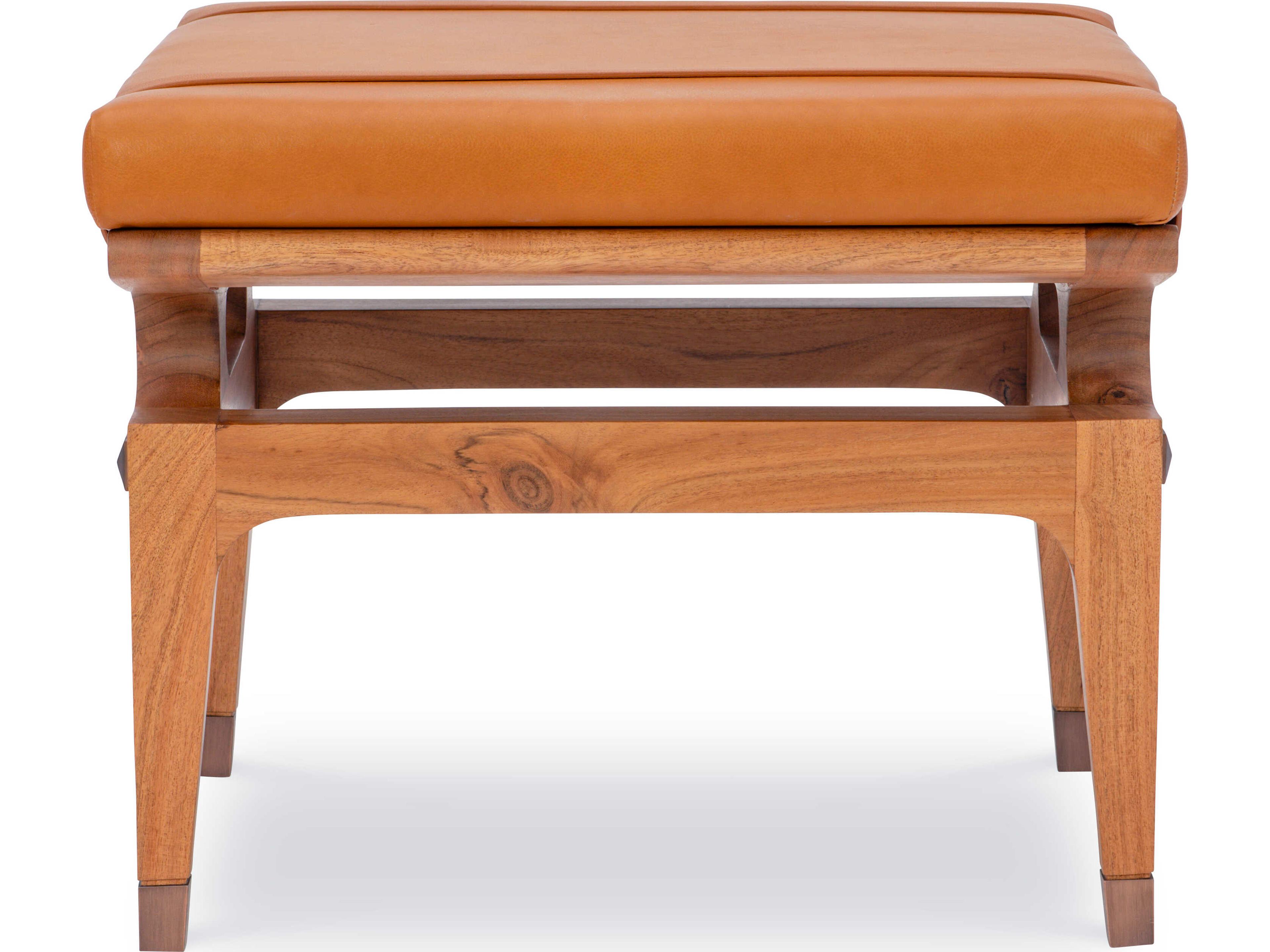 Maitland Smith Saddle Back Brown Faux Leather Ottoman