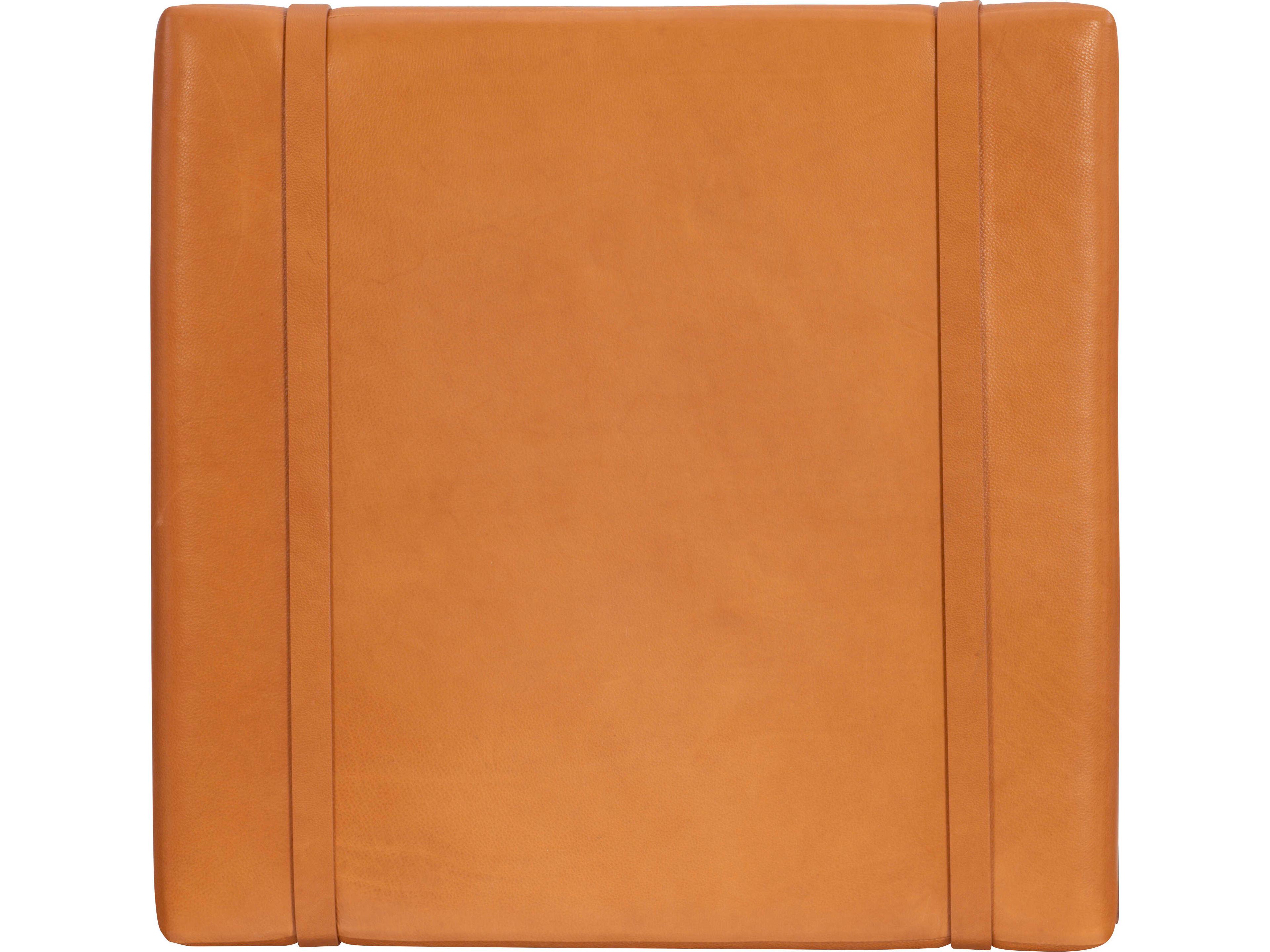 Maitland Smith Saddle Back Brown Faux Leather Ottoman