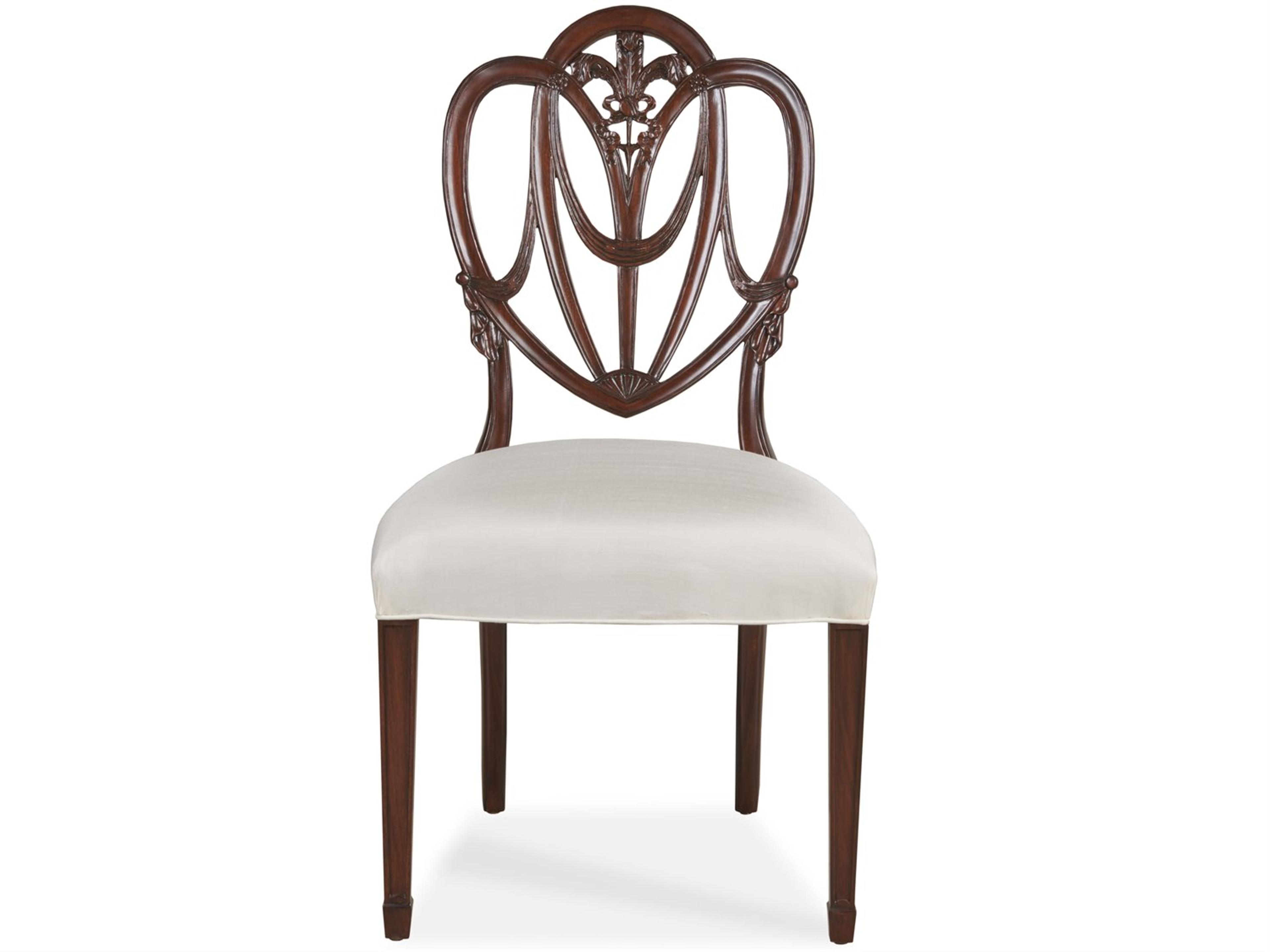 Maitland Smith Mahogany Wood Brown Upholstered Armless Dining Chair
