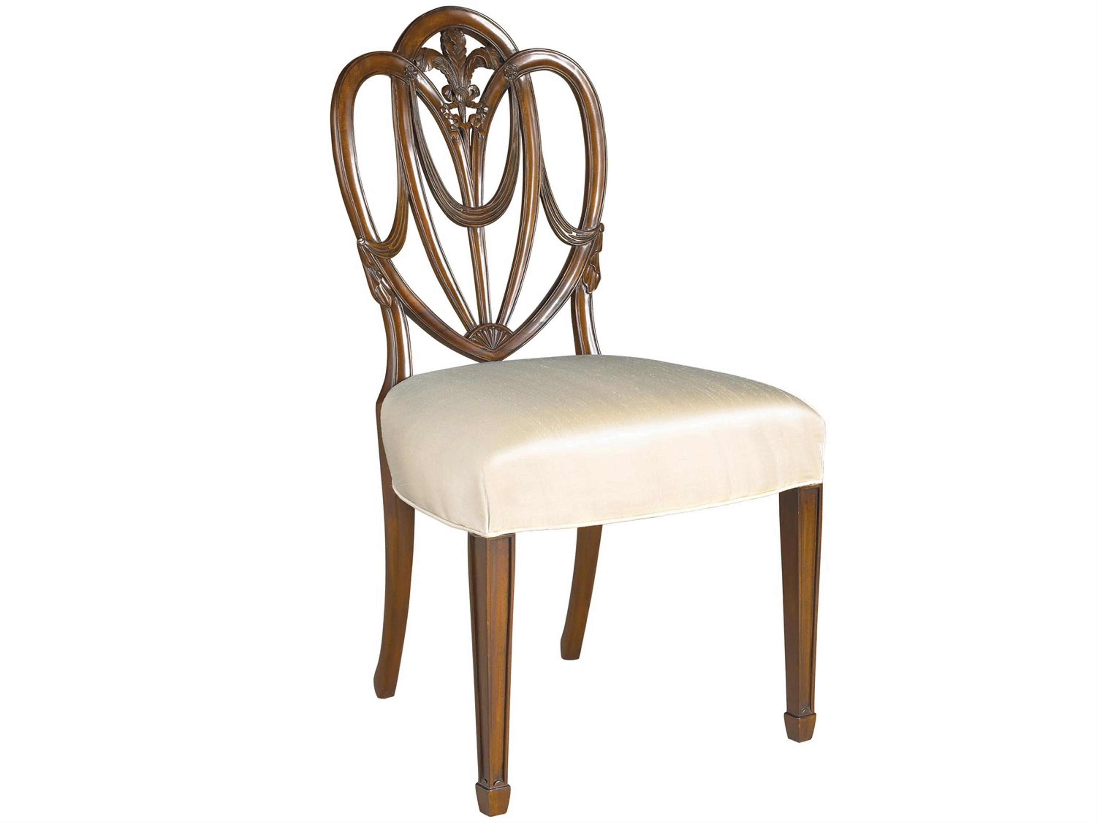 Maitland Smith Mahogany Wood Brown Upholstered Armless Dining Chair