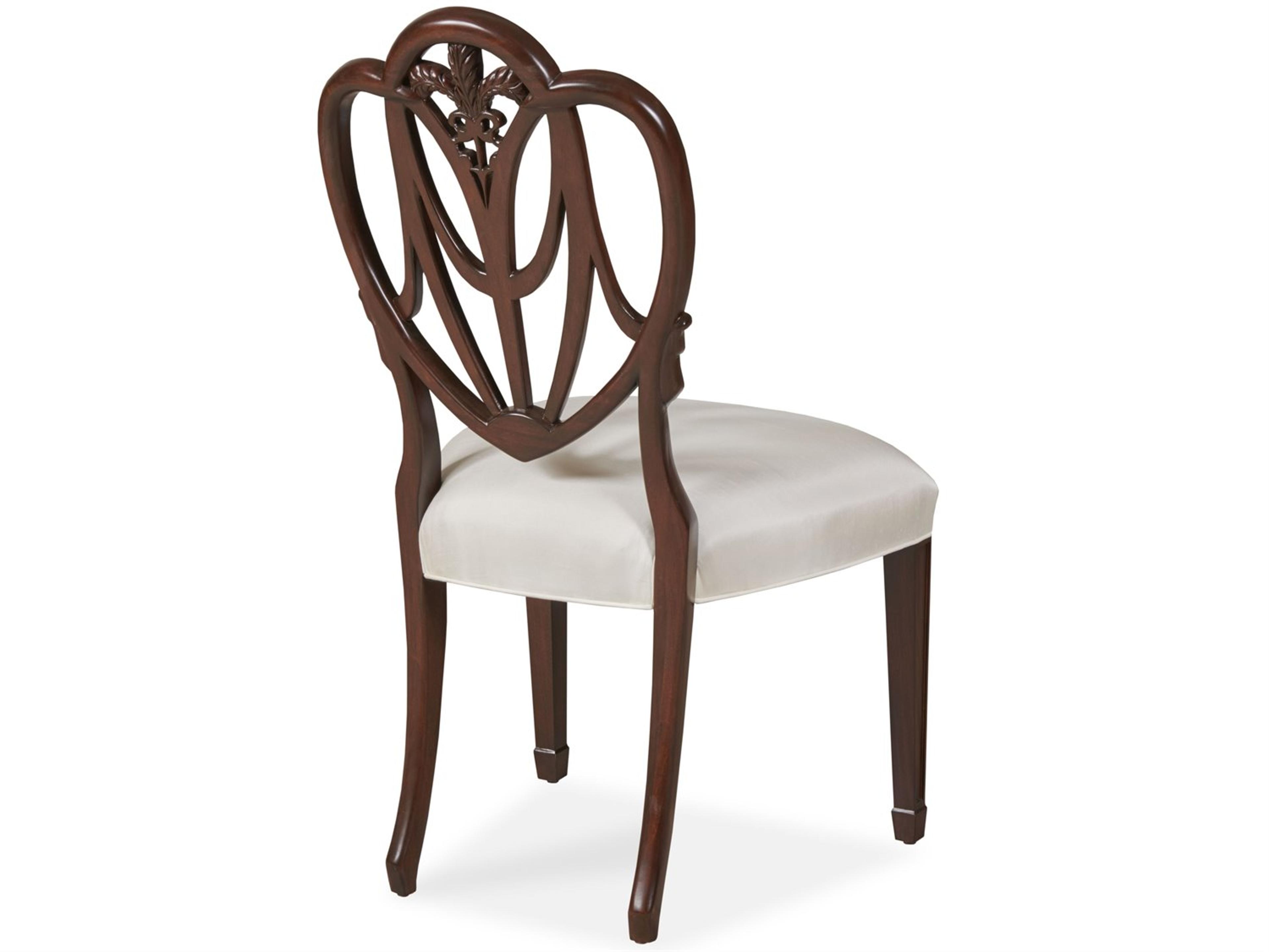 Maitland Smith Mahogany Wood Brown Upholstered Armless Dining Chair