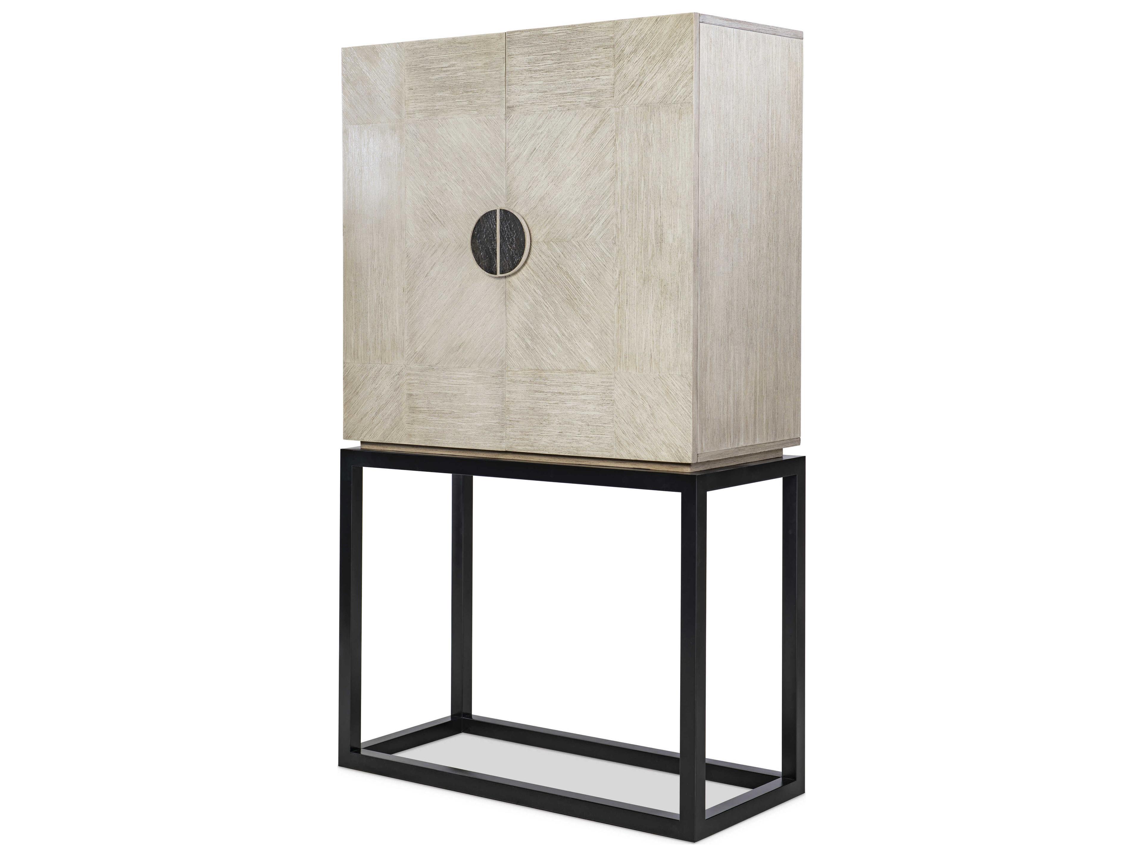 Beige Oak Wood Bar Cabinet