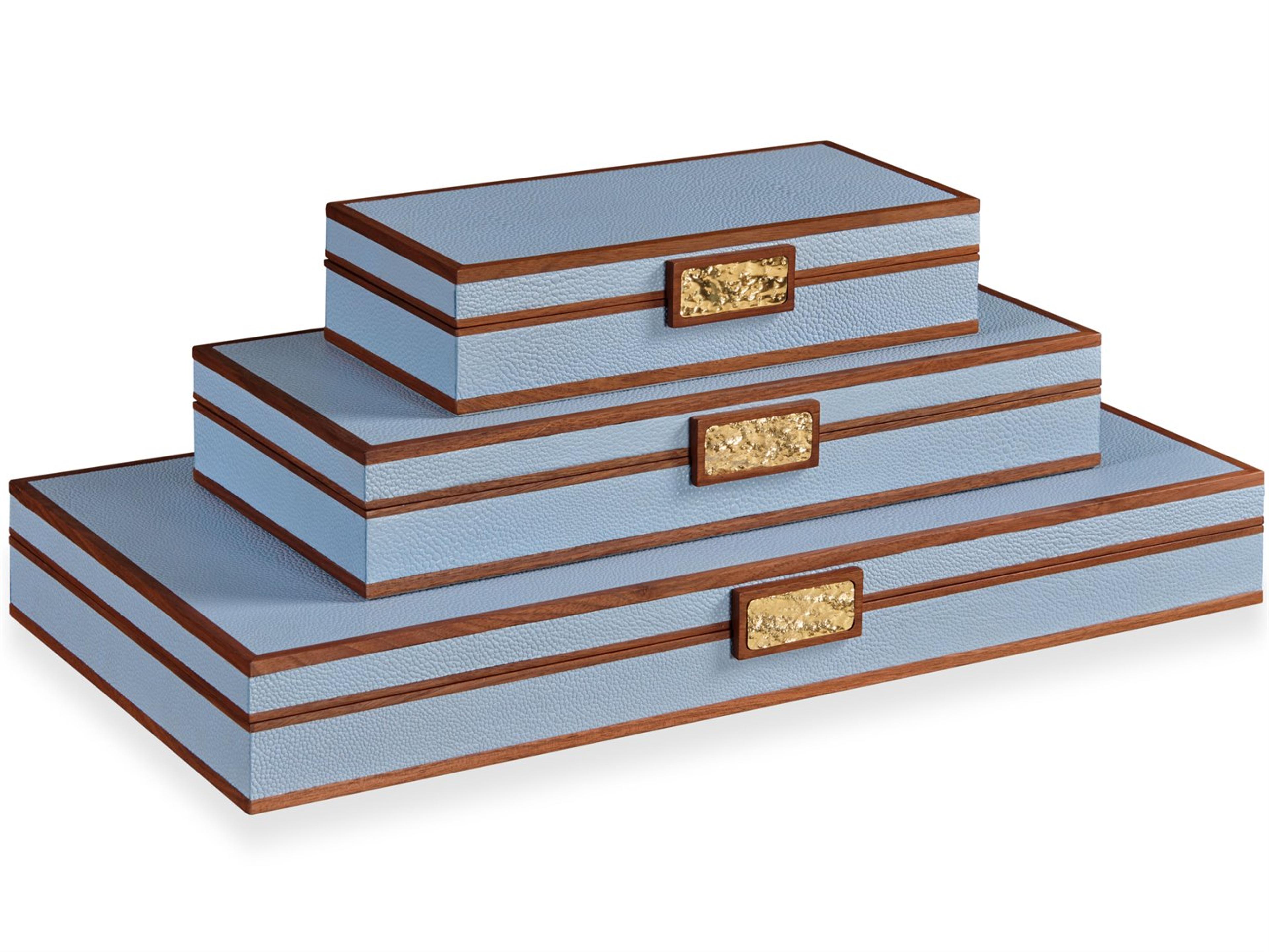 Light Blue Jewelry Box Set of Three