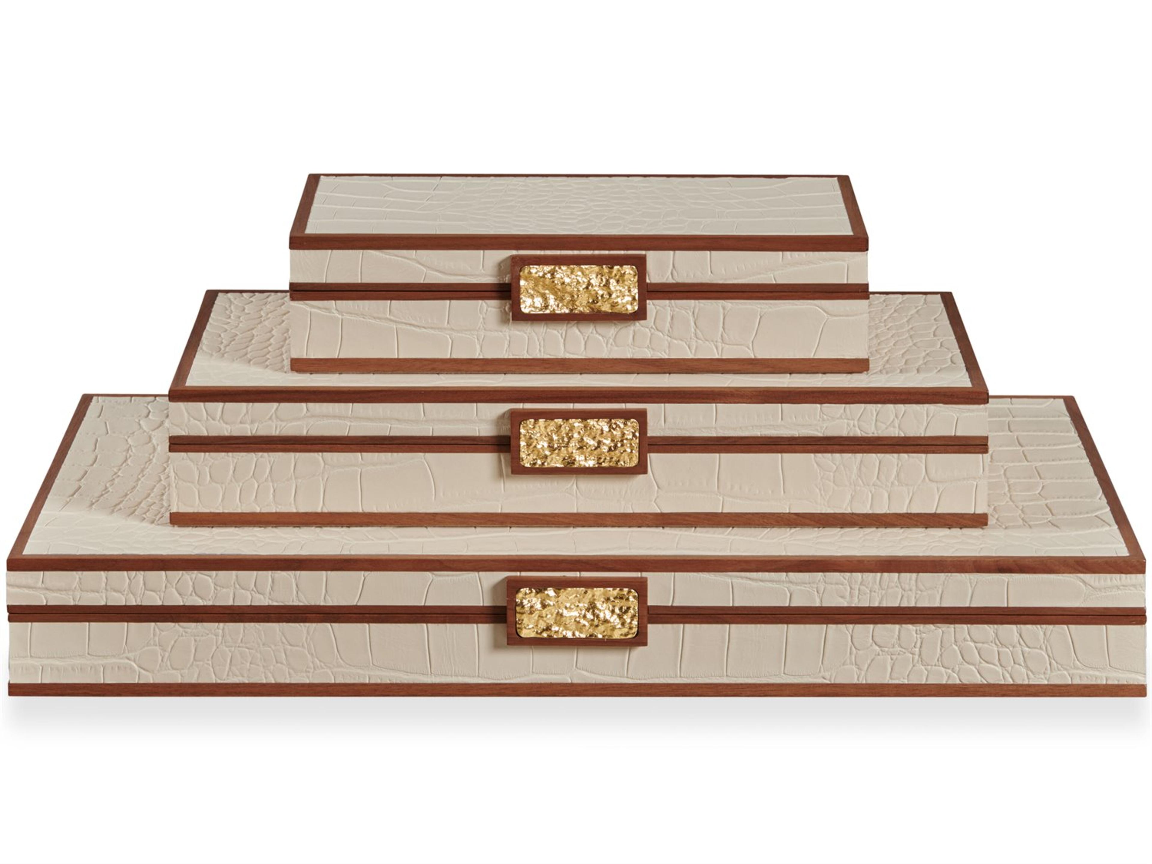 Maitland Smith Cream Jewelry Box Set of Three