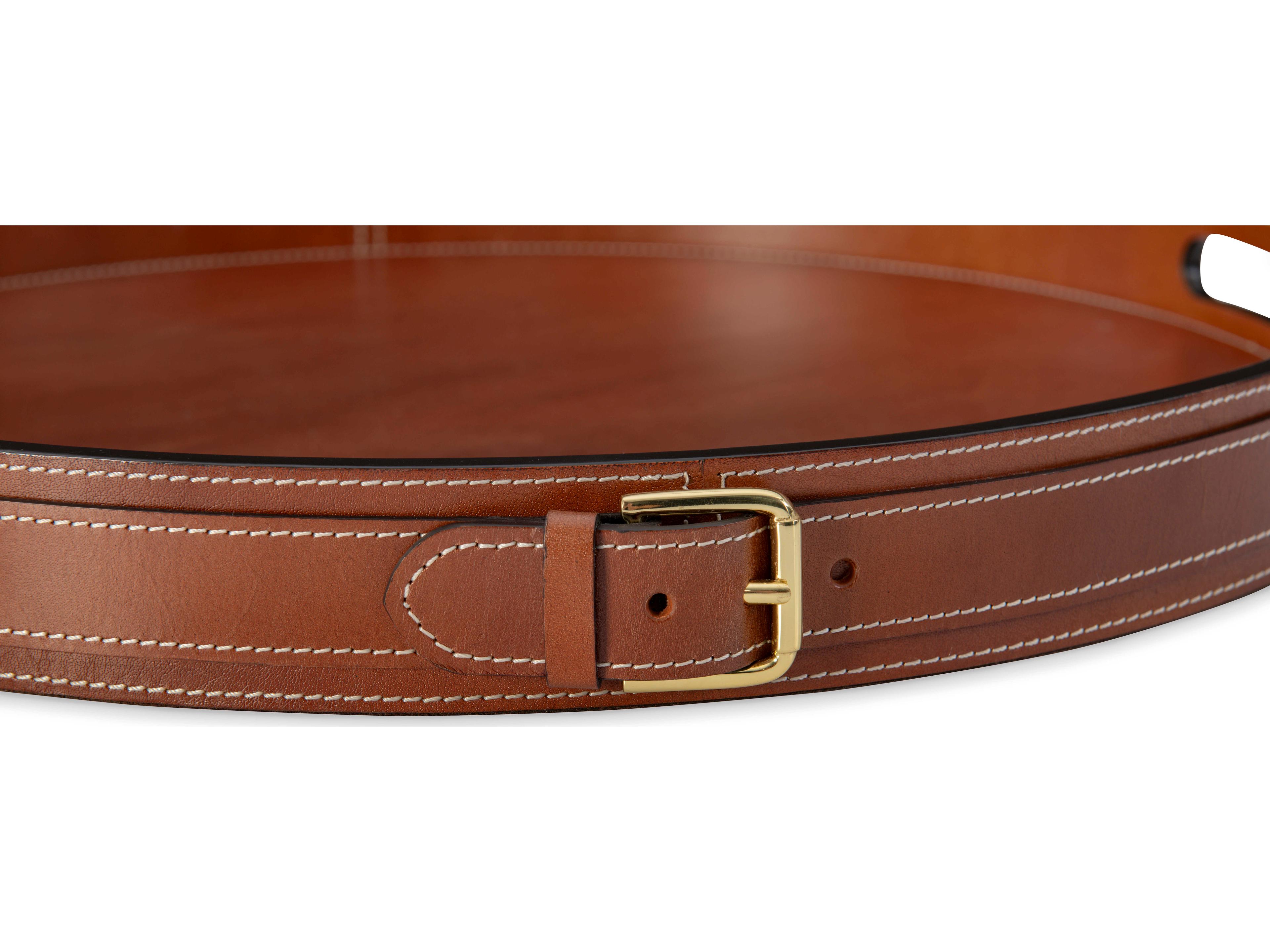 Maitland Smith Leather Buckle Serving Tray