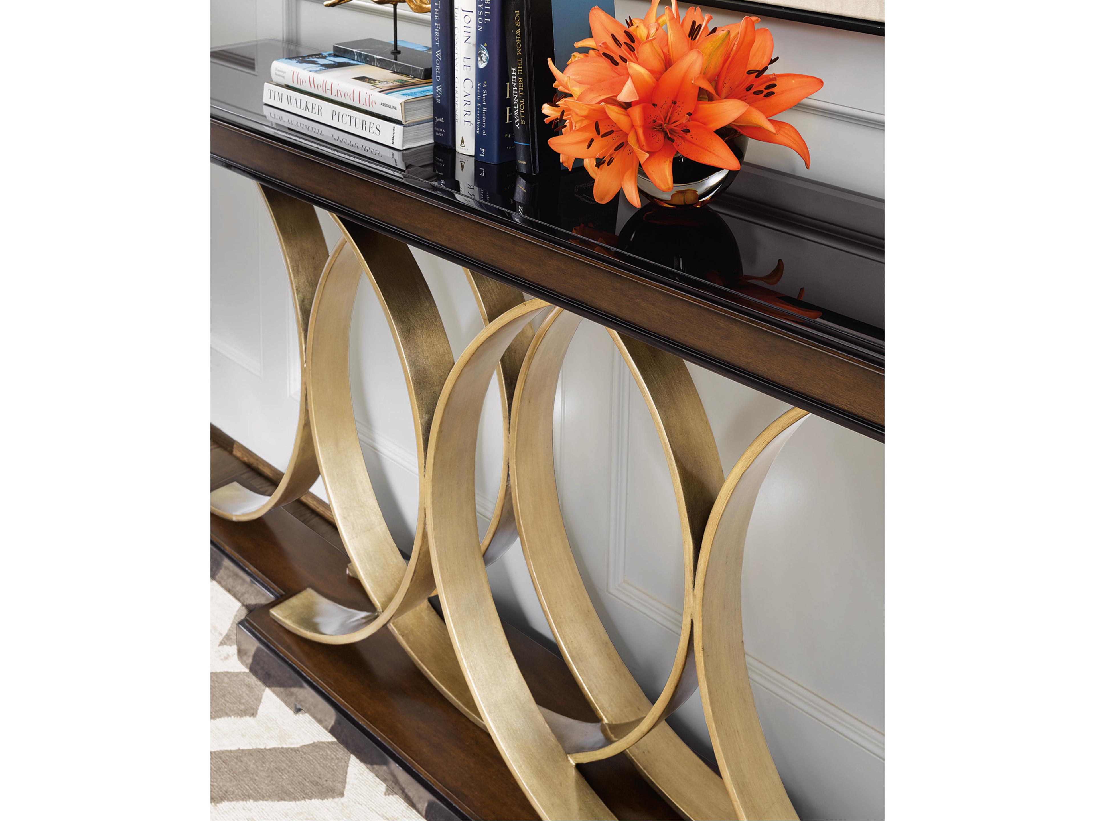 Maitland Smith Lyric Rectangular Wood Caviar Console Table