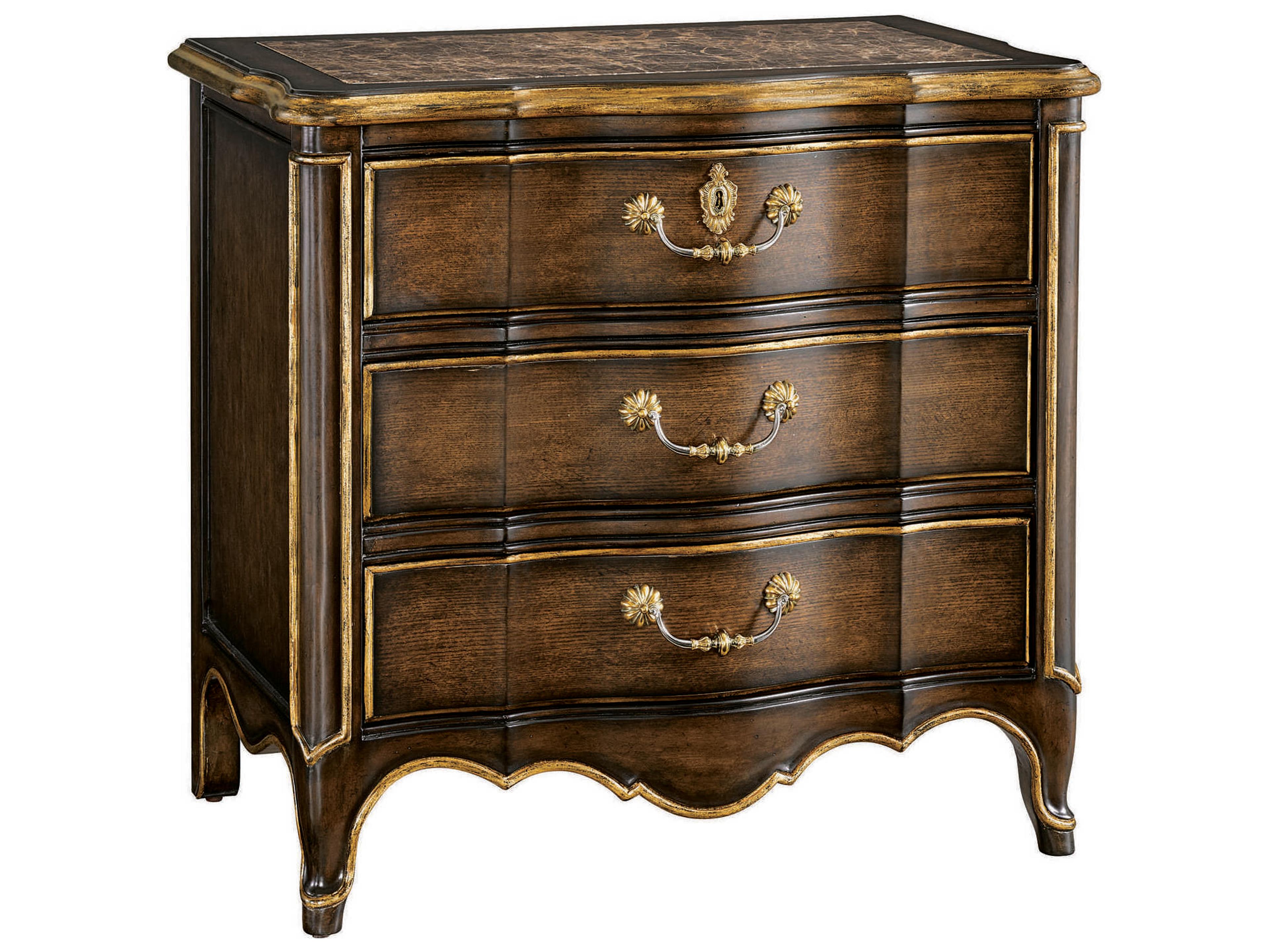 Aria 3-Drawers Brown Ash Wood Nightstand