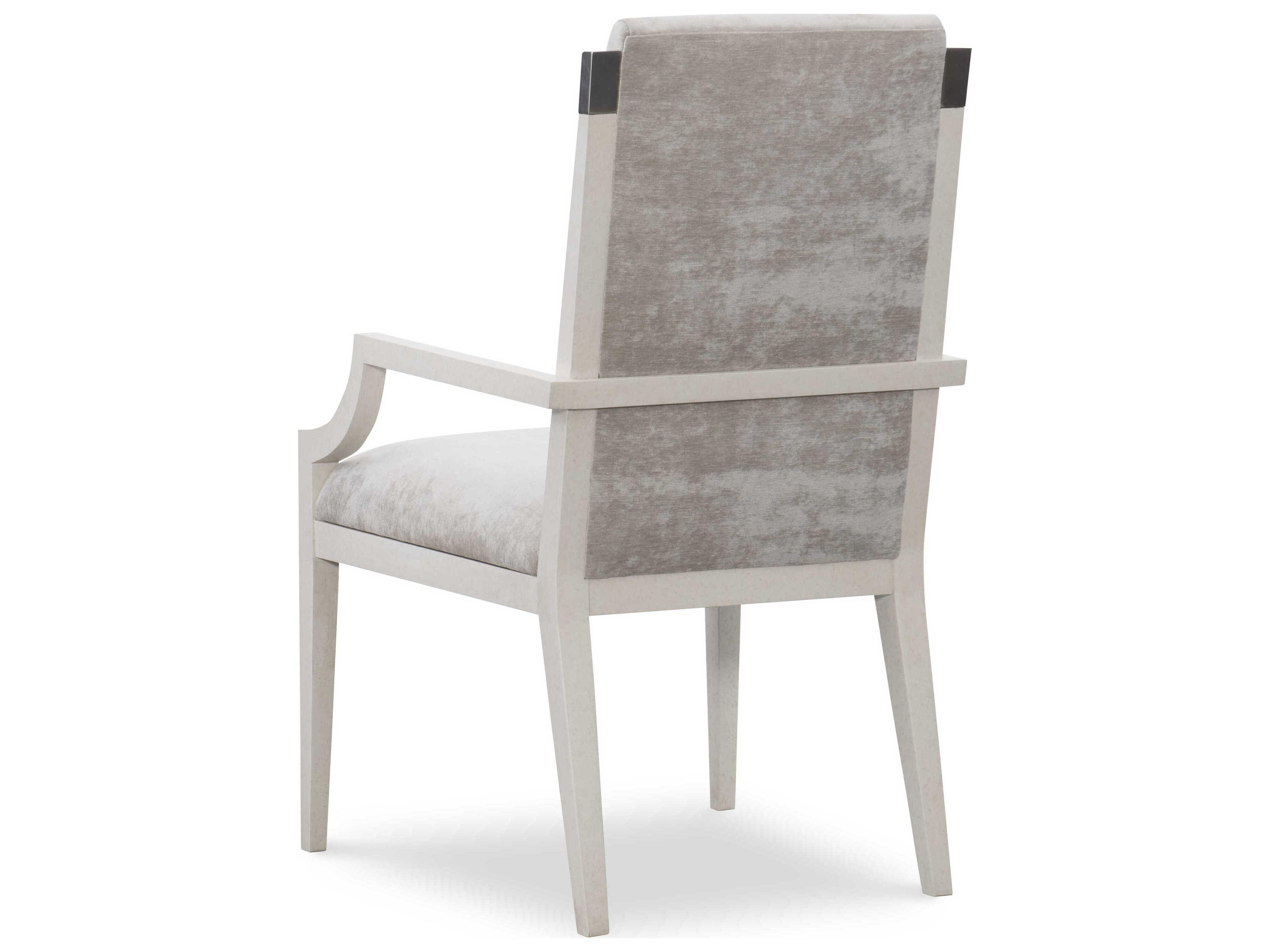 Maitland Smith Ensemble Mahogany Wood Gray Upholstered Arm Dining Chair