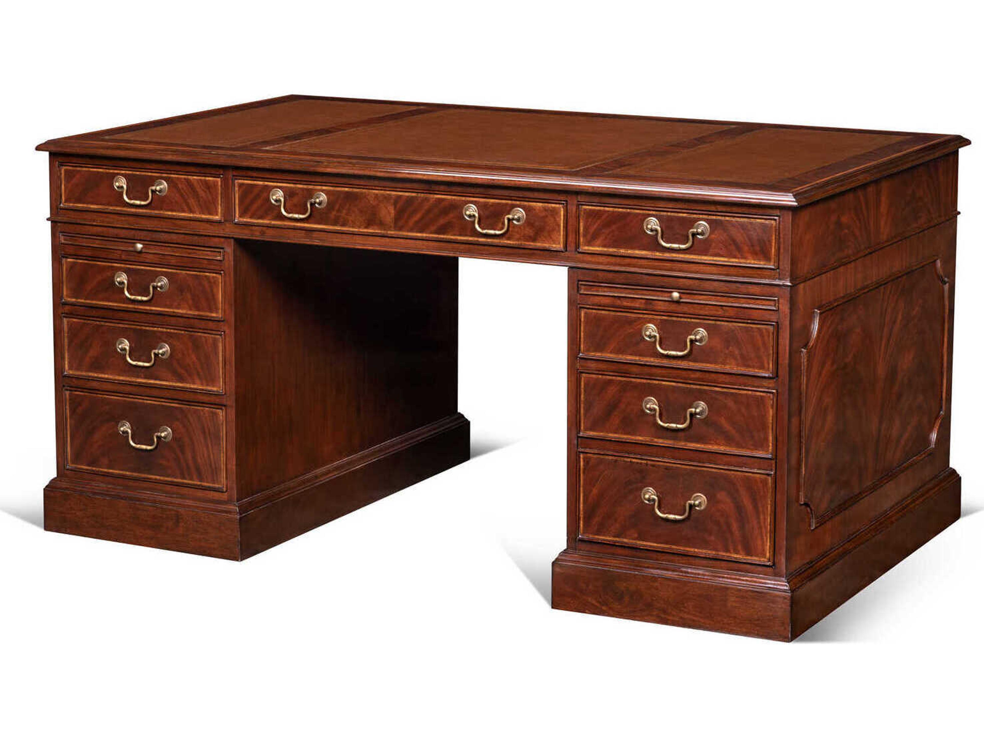 Roosevelt Mahogany Brown Wood Executive Desk