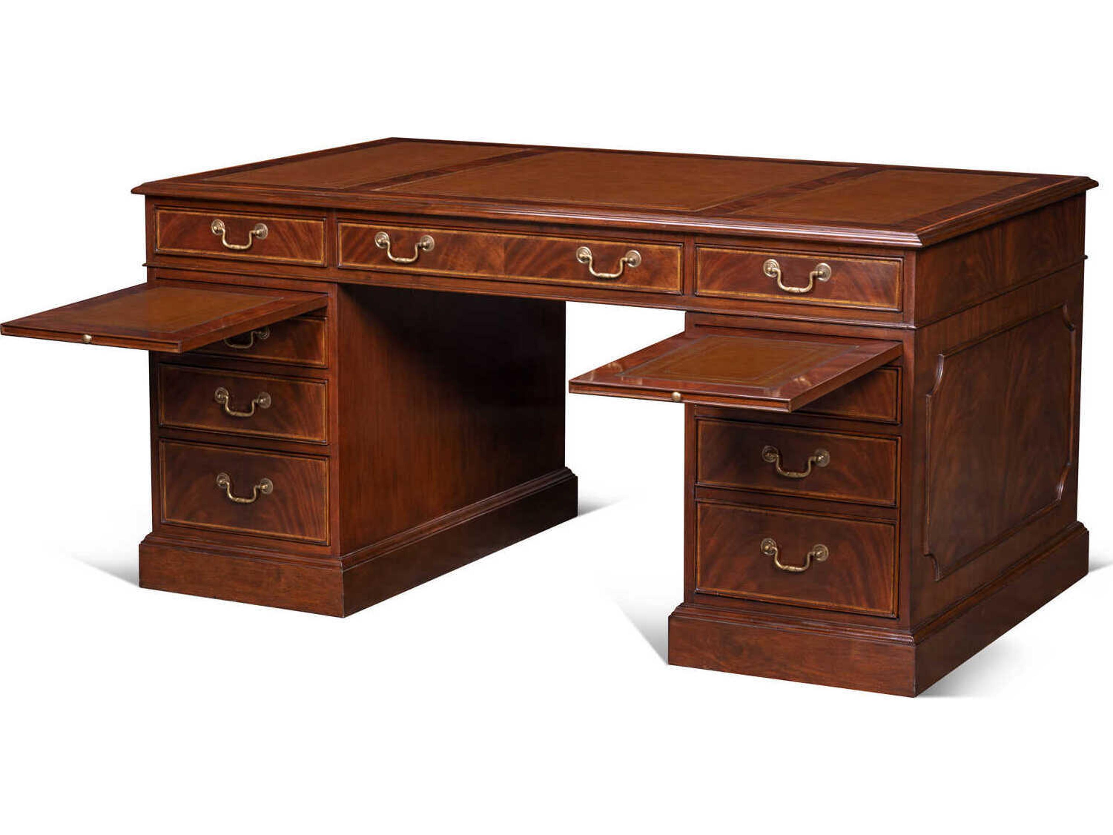 Maitland Smith Roosevelt Mahogany Brown Wood Executive Desk