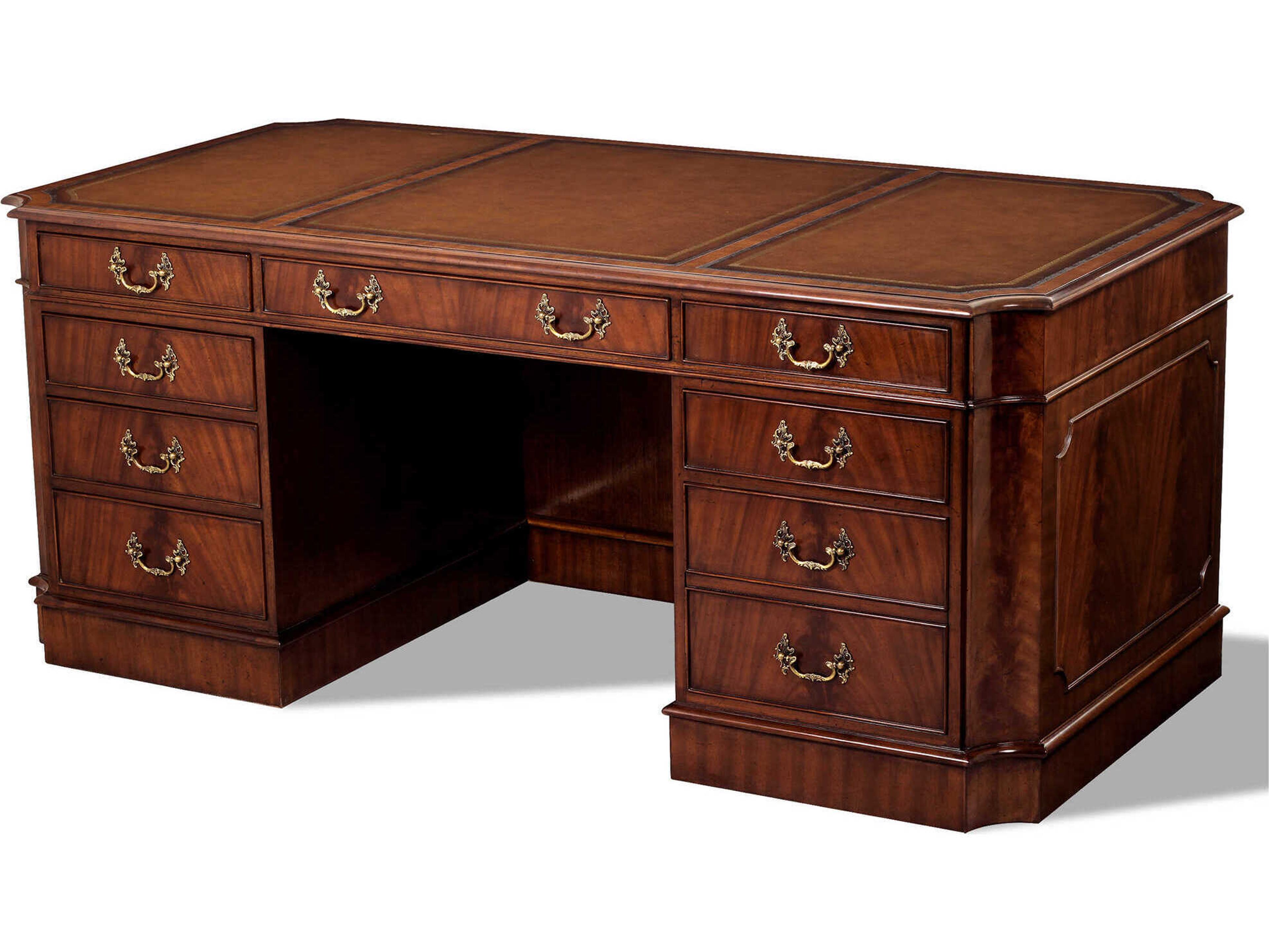 Alexander Mahogany Brown Wood Executive Desk