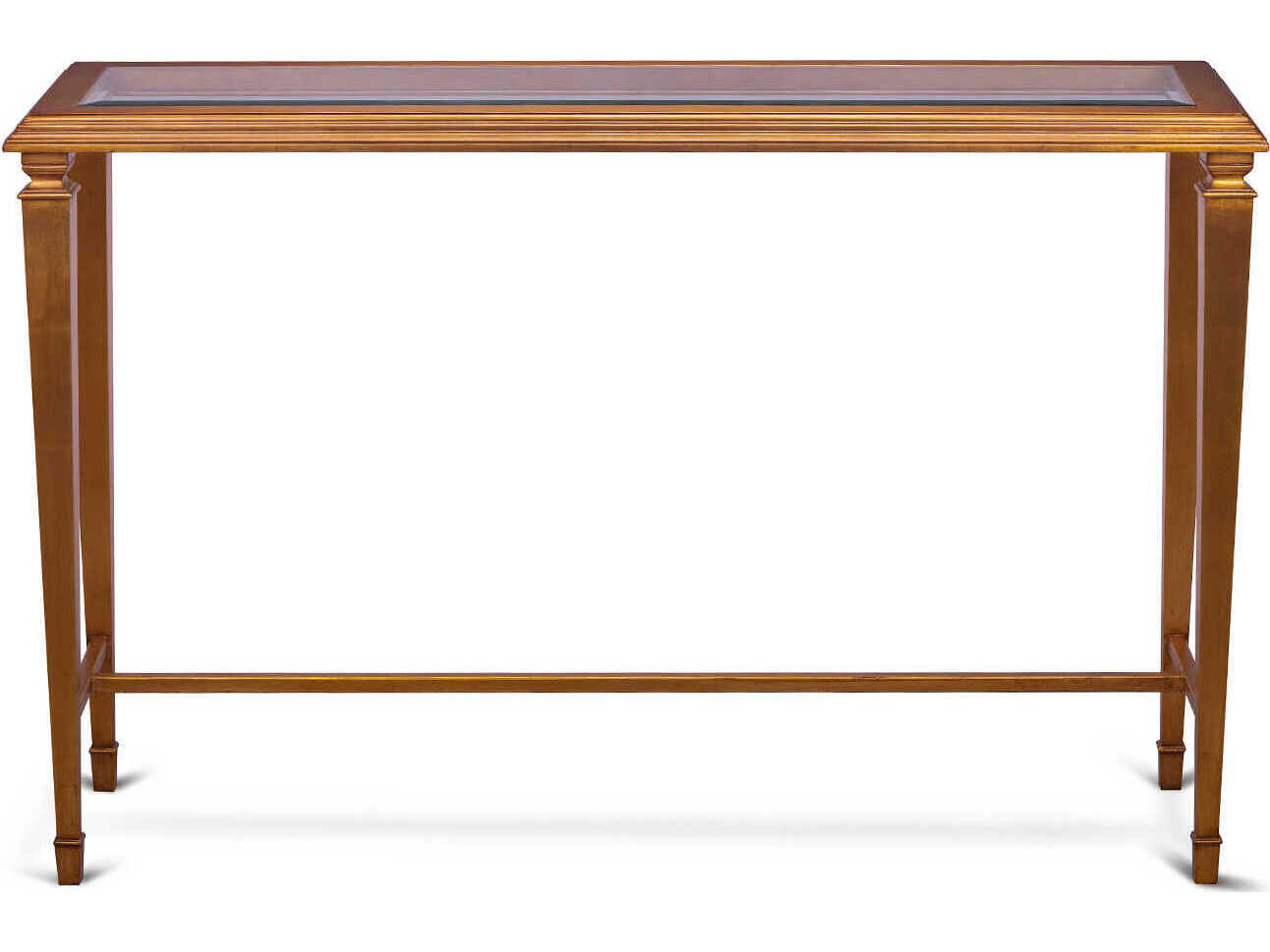 Maitland Smith Nial Rectangular Wood Antique Gold Leaf Console Table