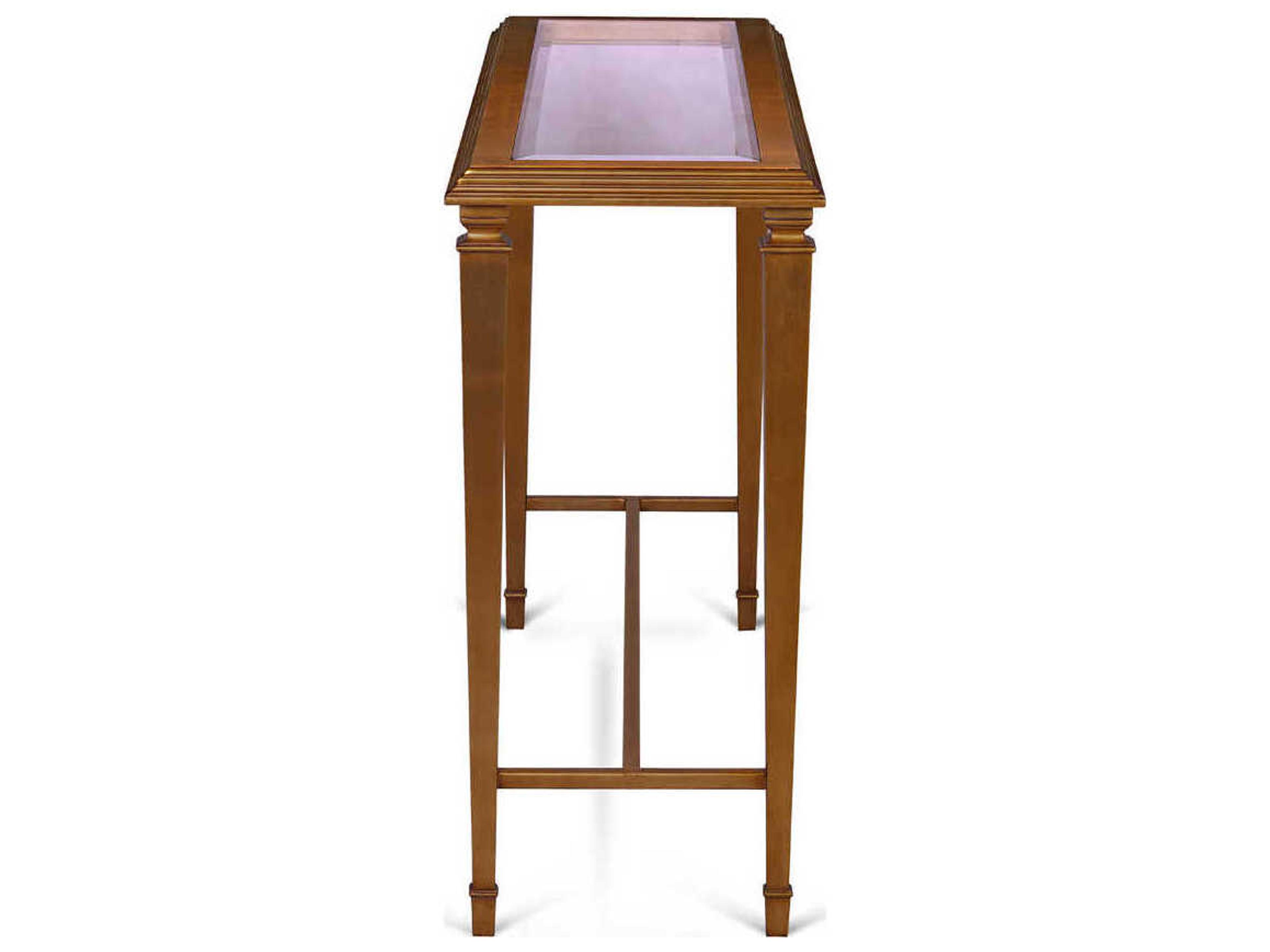 Maitland Smith Nial Rectangular Wood Antique Gold Leaf Console Table