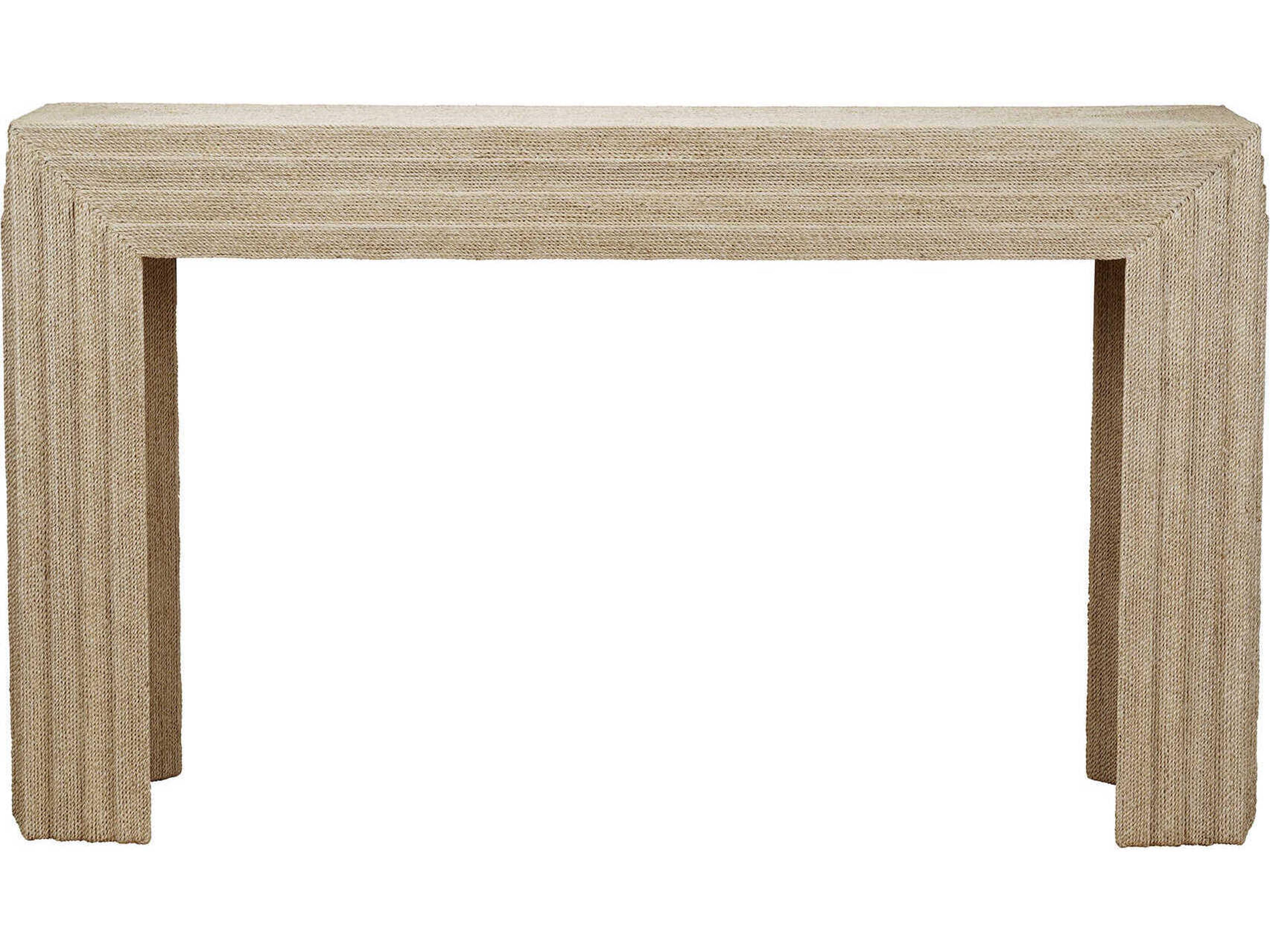 Maitland Smith Abaca Rectangular Fabric Natural Console Table