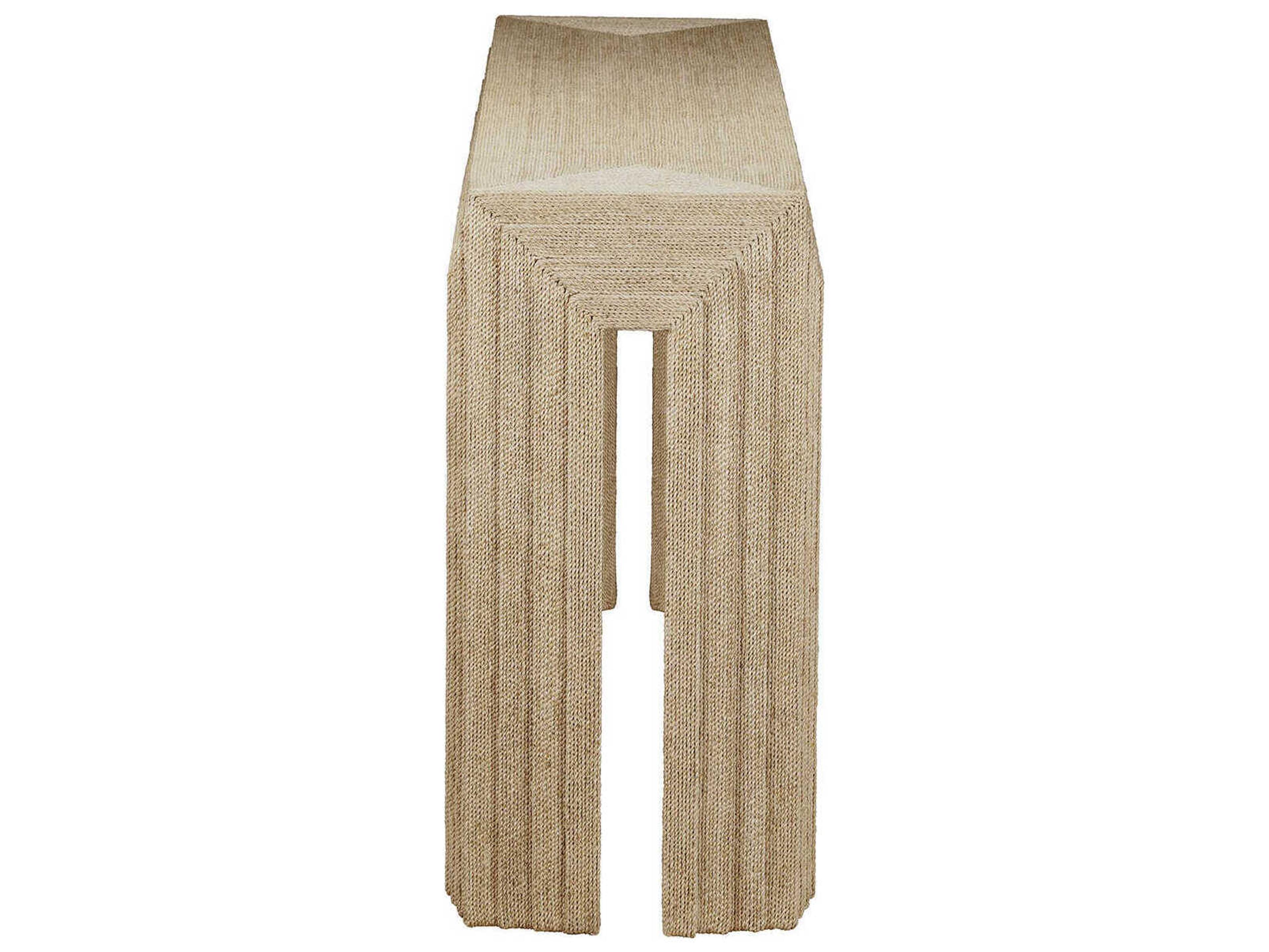 Maitland Smith Abaca Rectangular Fabric Natural Console Table