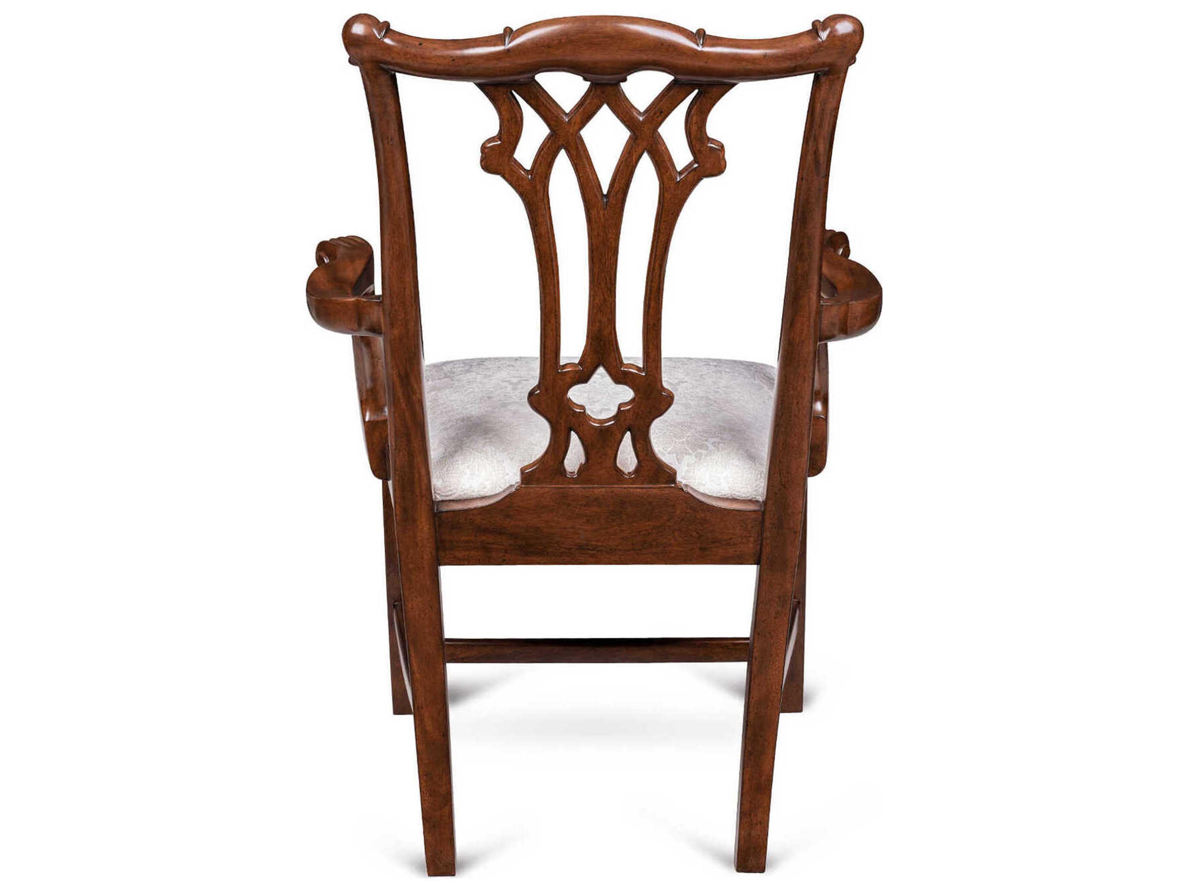 Maitland Smith Camden Mahogany Wood Brown Upholstered Arm Dining Chair