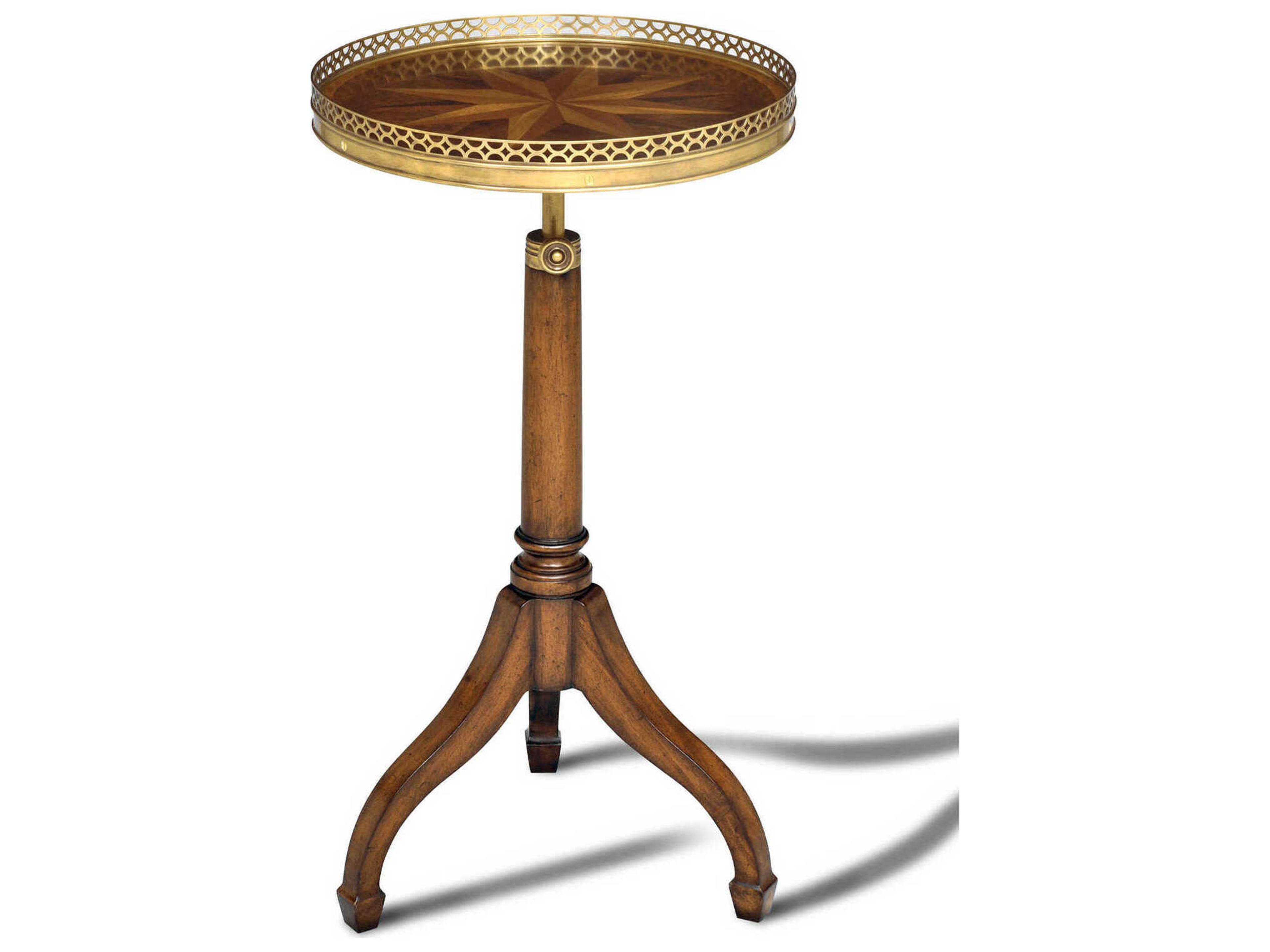 Maitland Smith Proper Round Wood Marquetry End Table