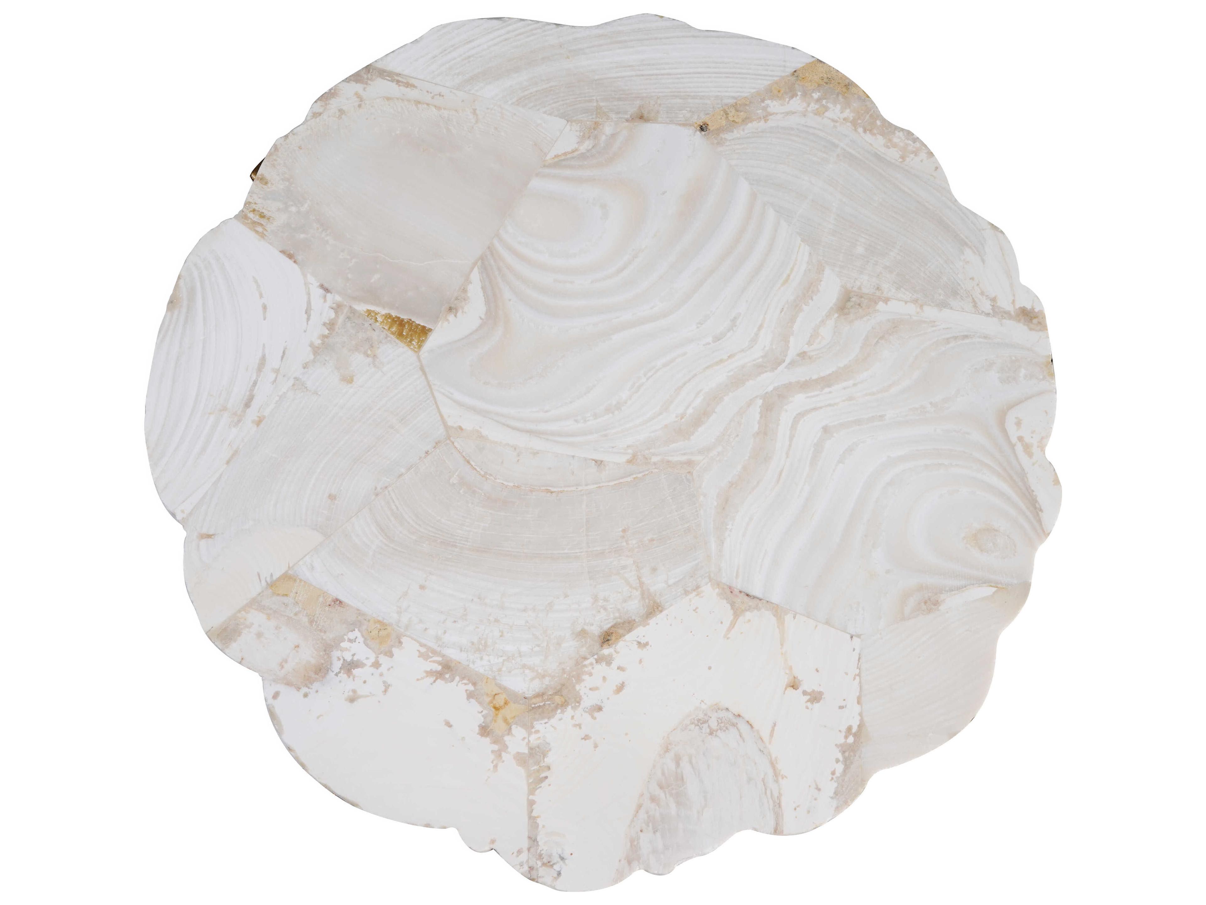 Maitland Smith Fossil Round Stone Antique Gold End Table