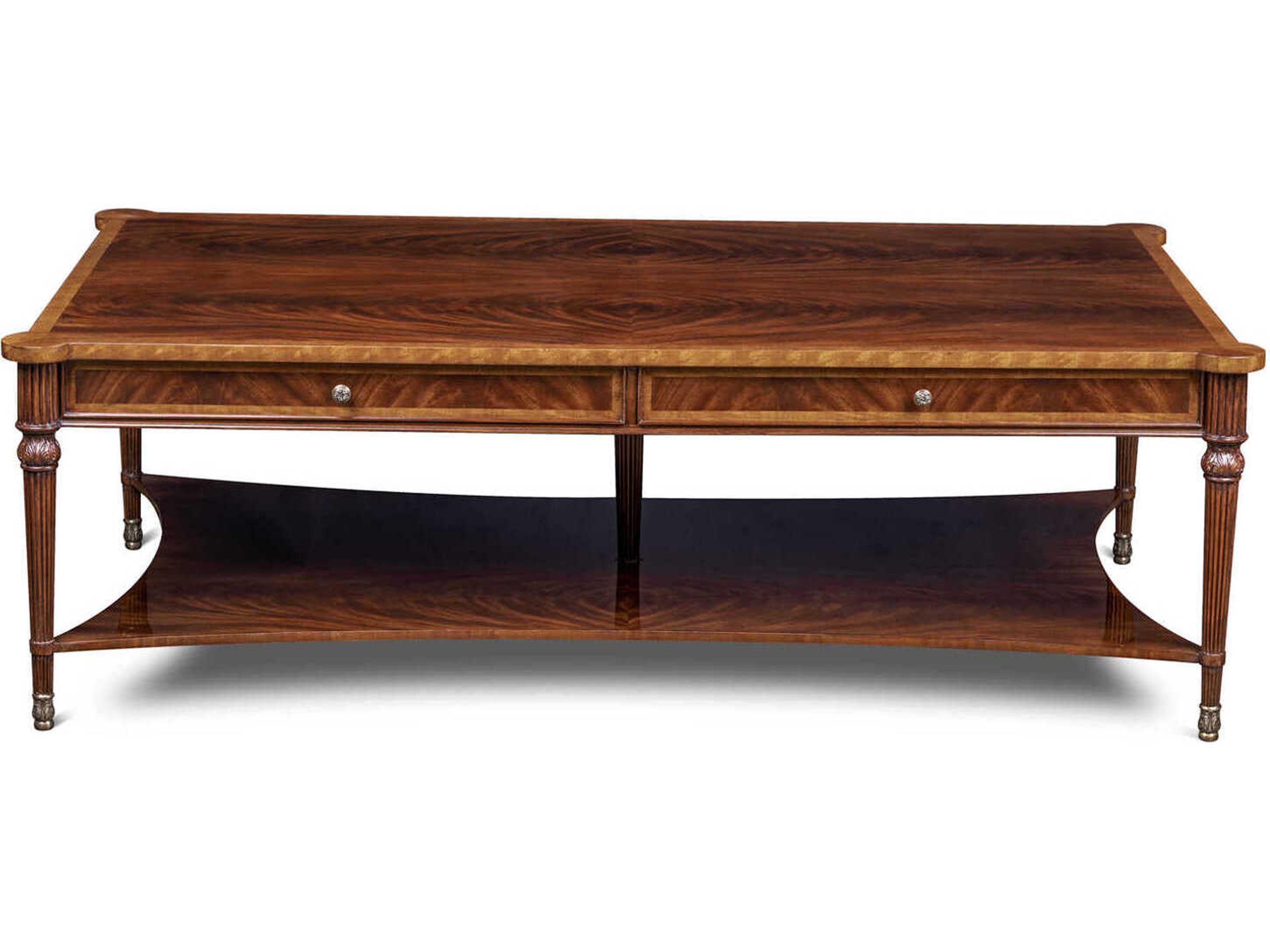 Maitland Smith Lawson Rectangular Wood Mahogany Cocktail Table