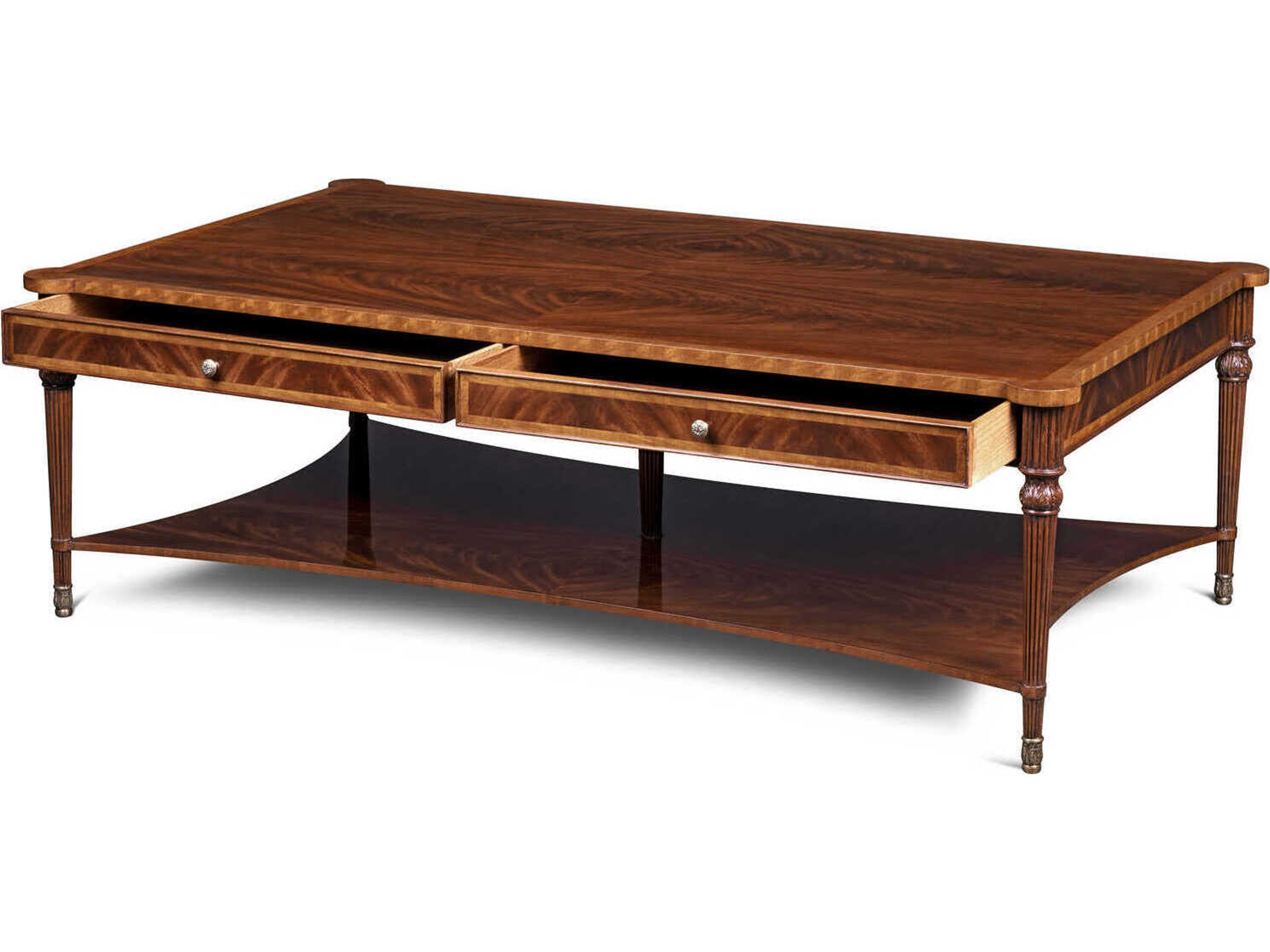 Maitland Smith Lawson Rectangular Wood Mahogany Cocktail Table