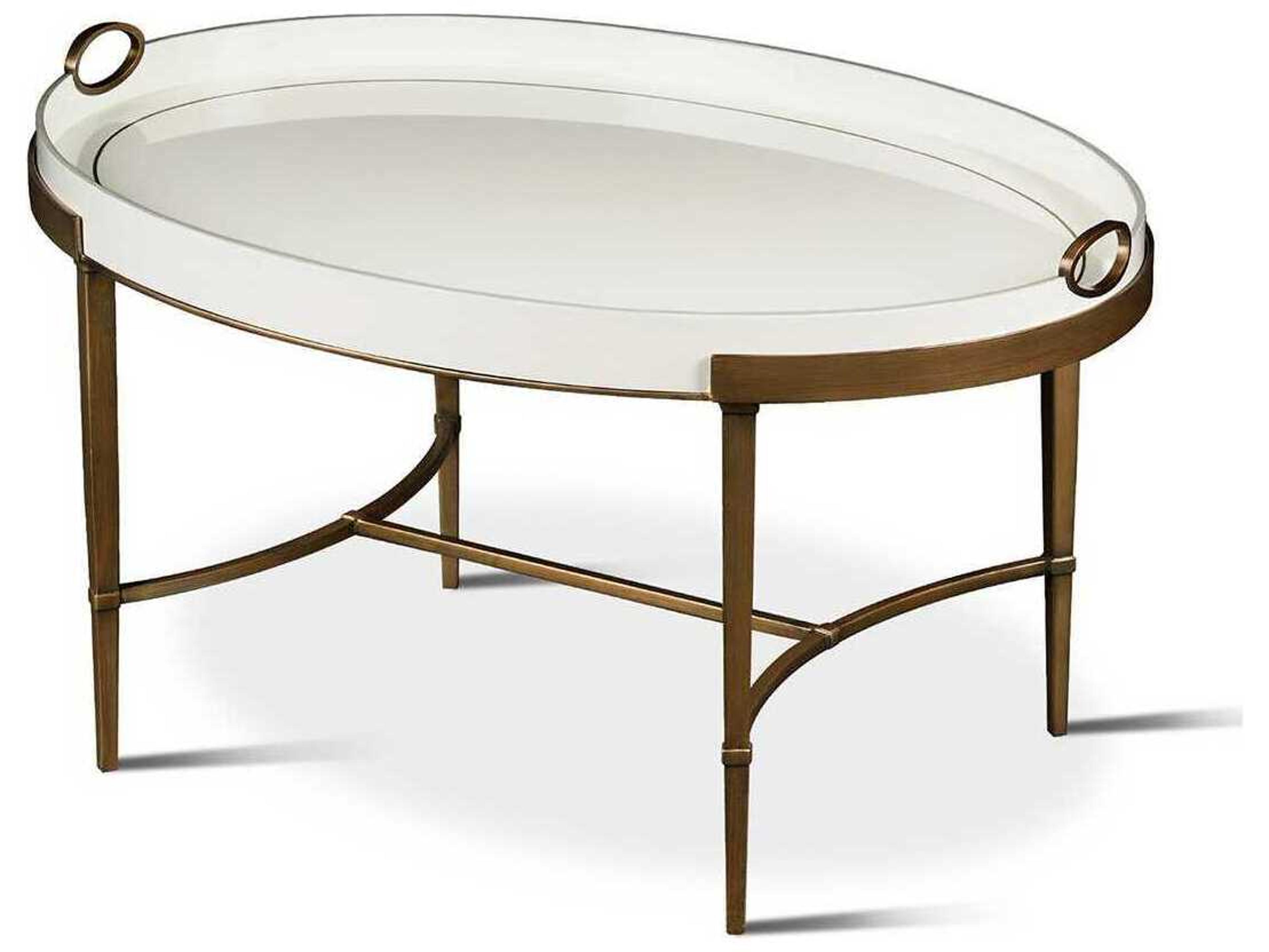 Frost Oval Metal Antiqued Gold Iron Cremona Cocktail Table