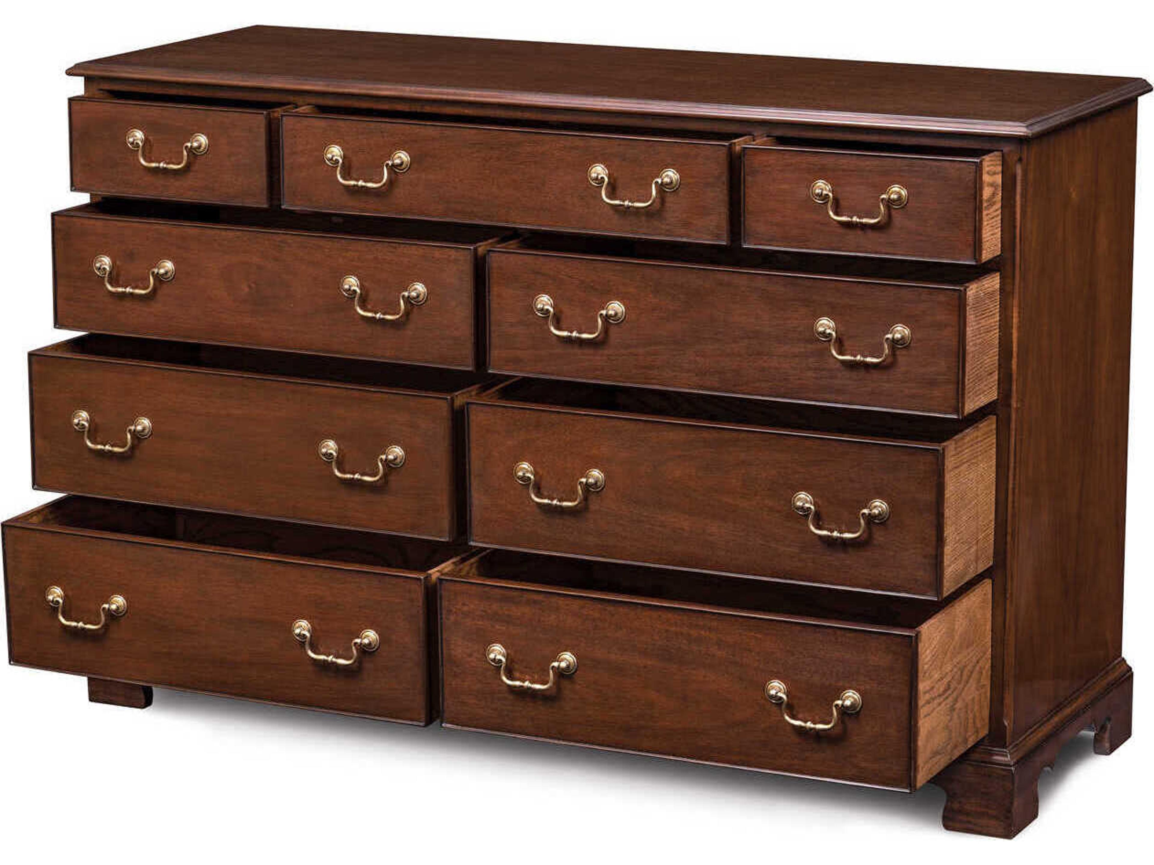 Maitland Smith Einfalt 9-Drawers Brown Mahogany Wood Double Dresser
