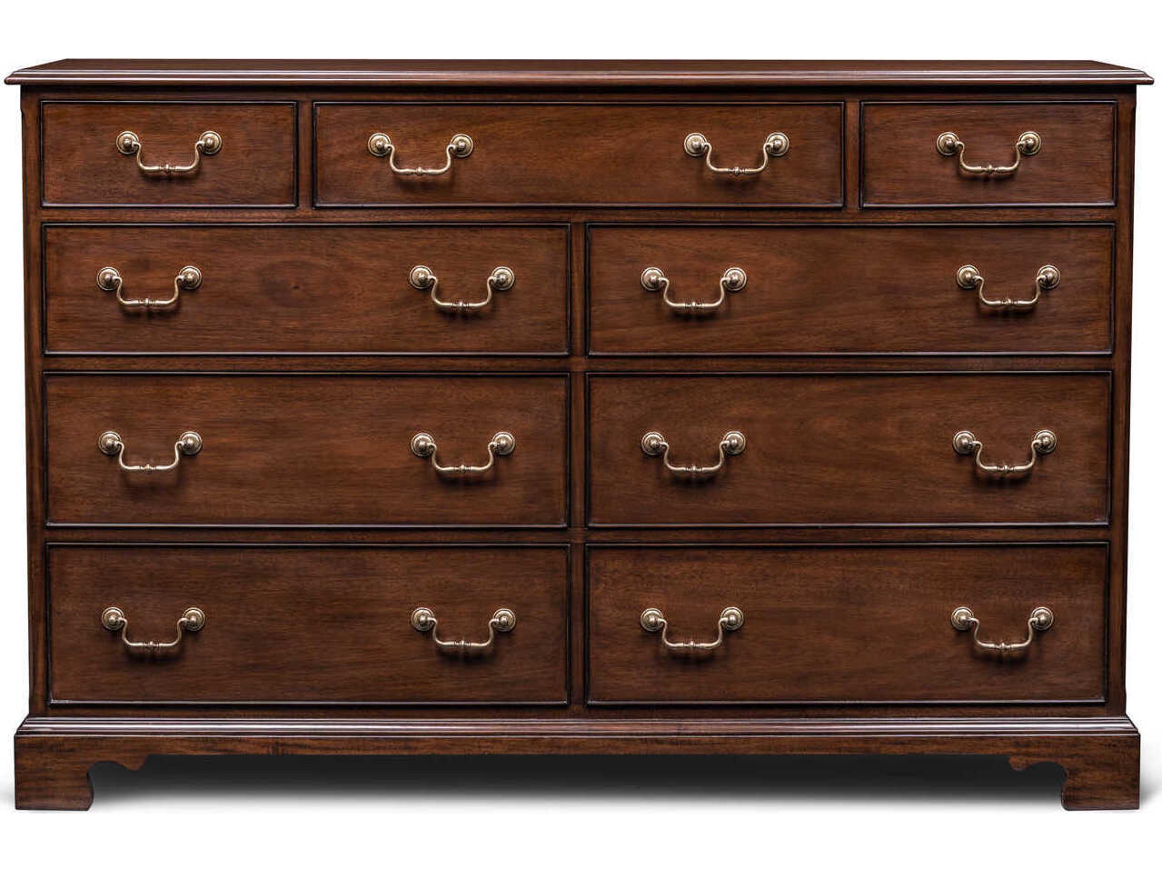 Maitland Smith Einfalt 9-Drawers Brown Mahogany Wood Double Dresser