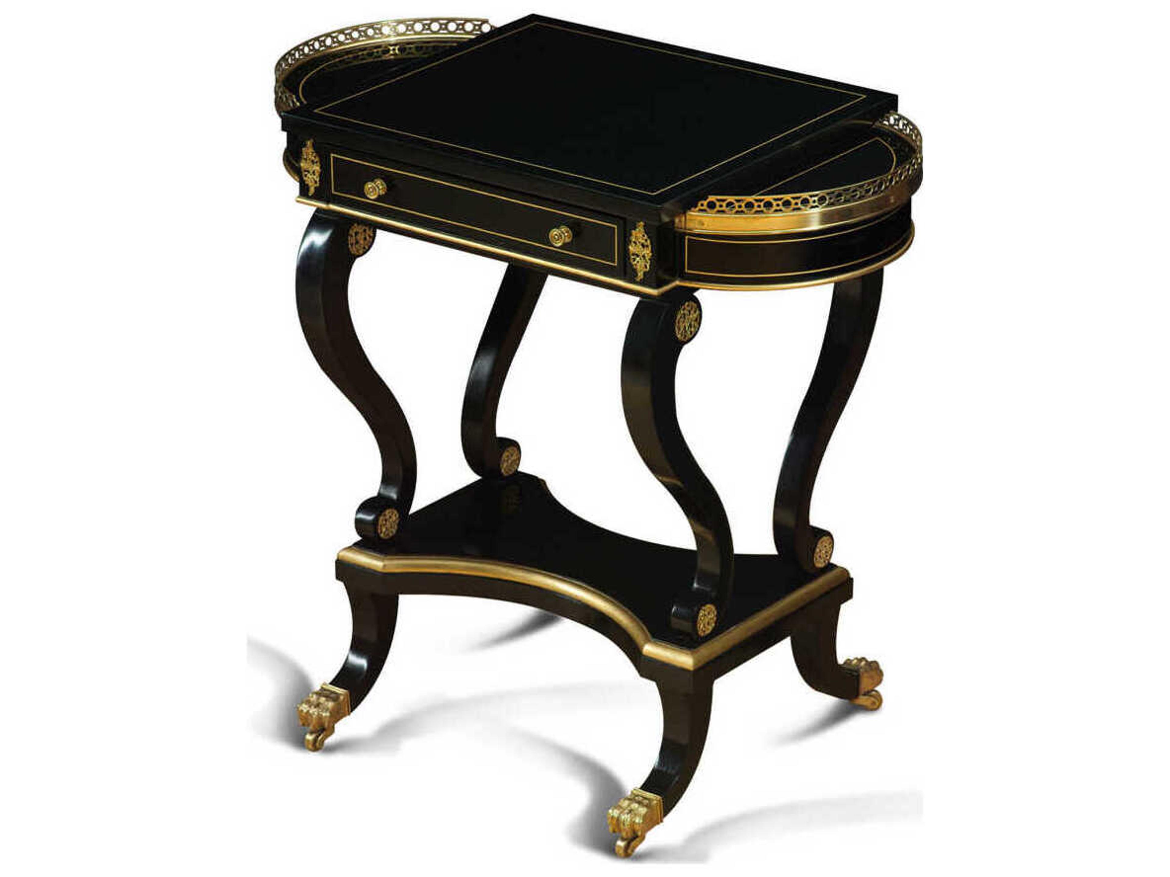 Black Ebonized Gold Chess Game Table