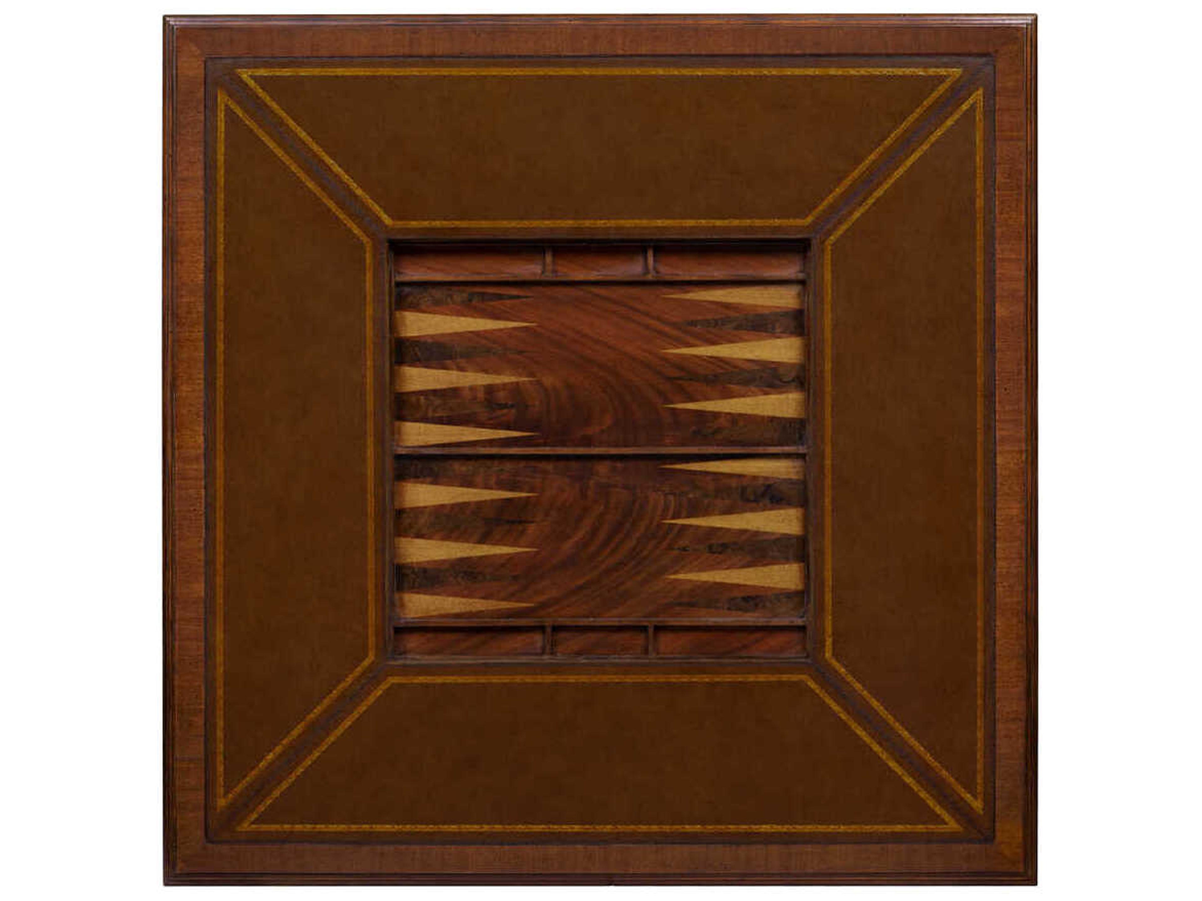 Maitland Smith Brown Mahogany Wood Chess Game Table