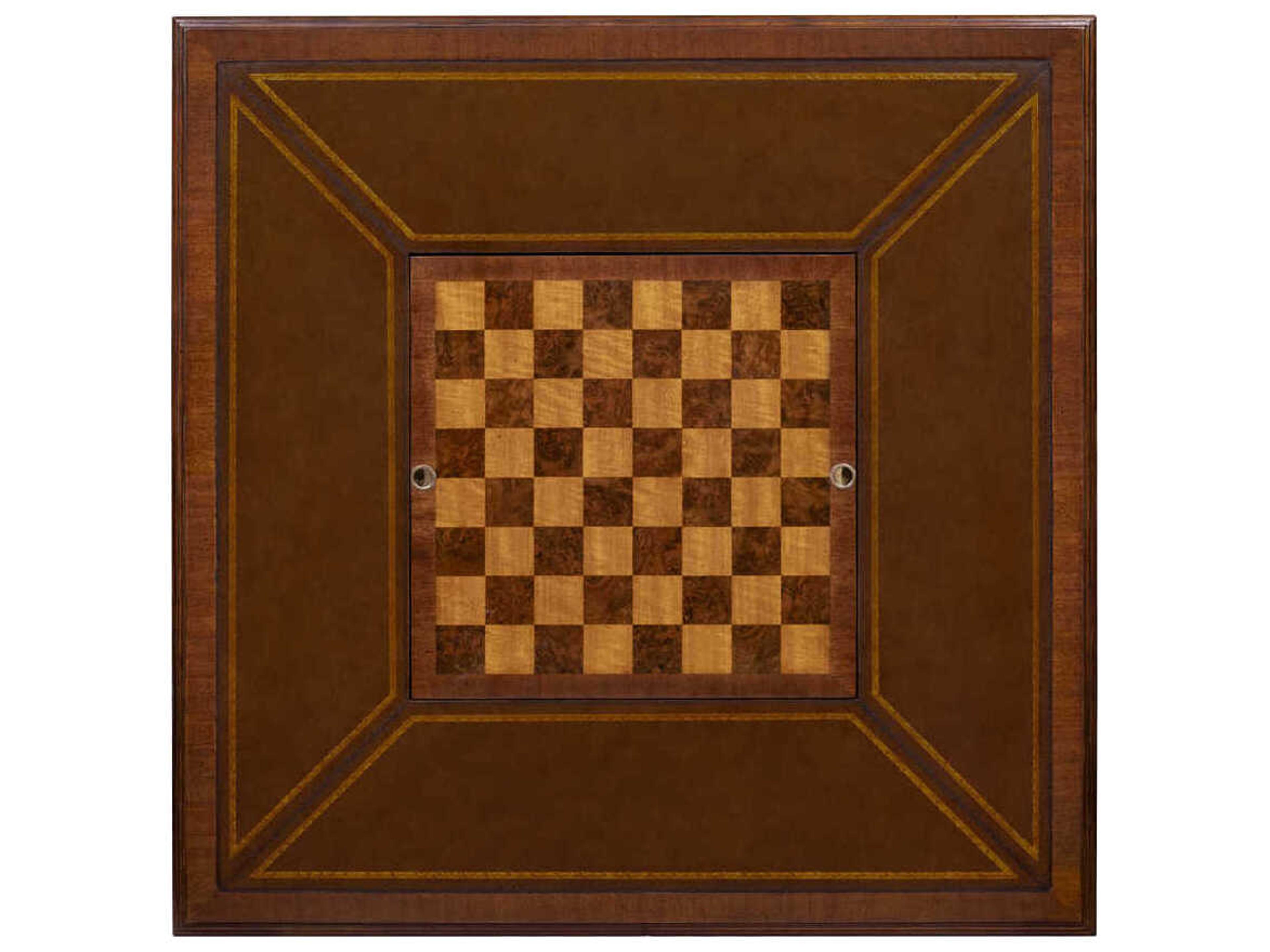 Maitland Smith Brown Mahogany Wood Chess Game Table