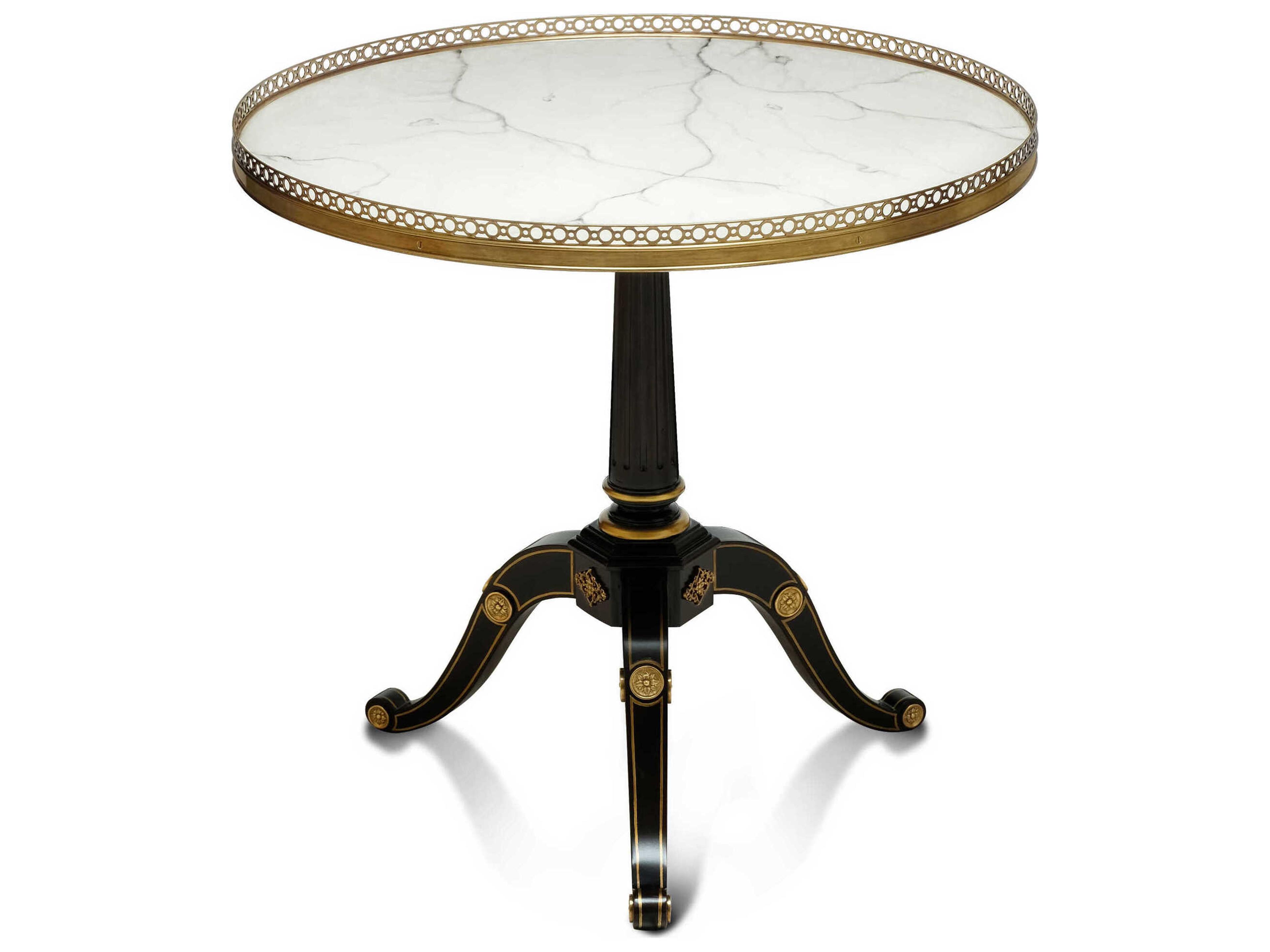 Eclipse Round Faux Marble Ebonized End Table